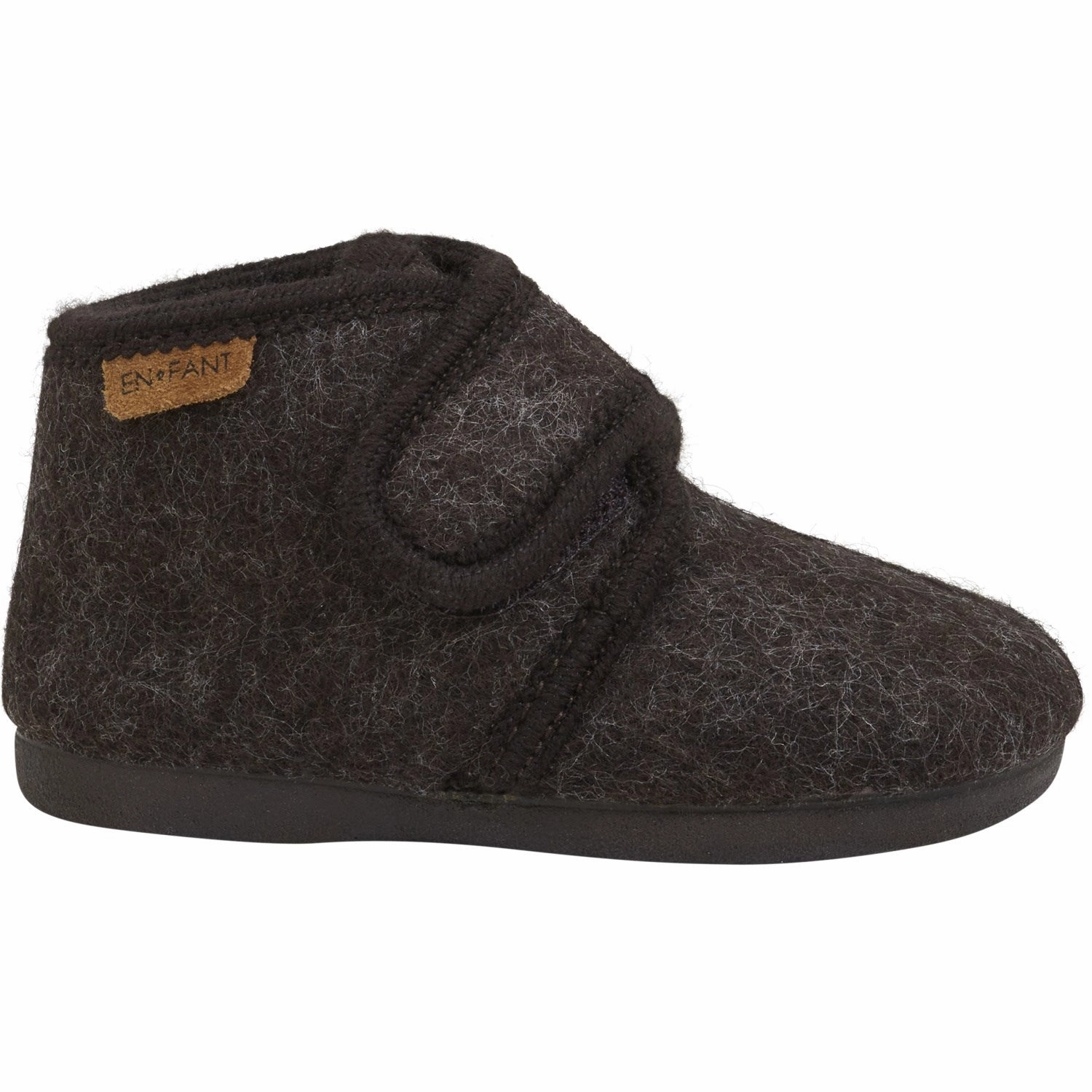 En Fant Chocolate Melange Slippers Wool Velcro Minimalist Design