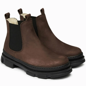 Angulus Chelsea Boots w Elastic and Wool Lining Brown/Black Stable Ankle Seamless Comfort River Crossing