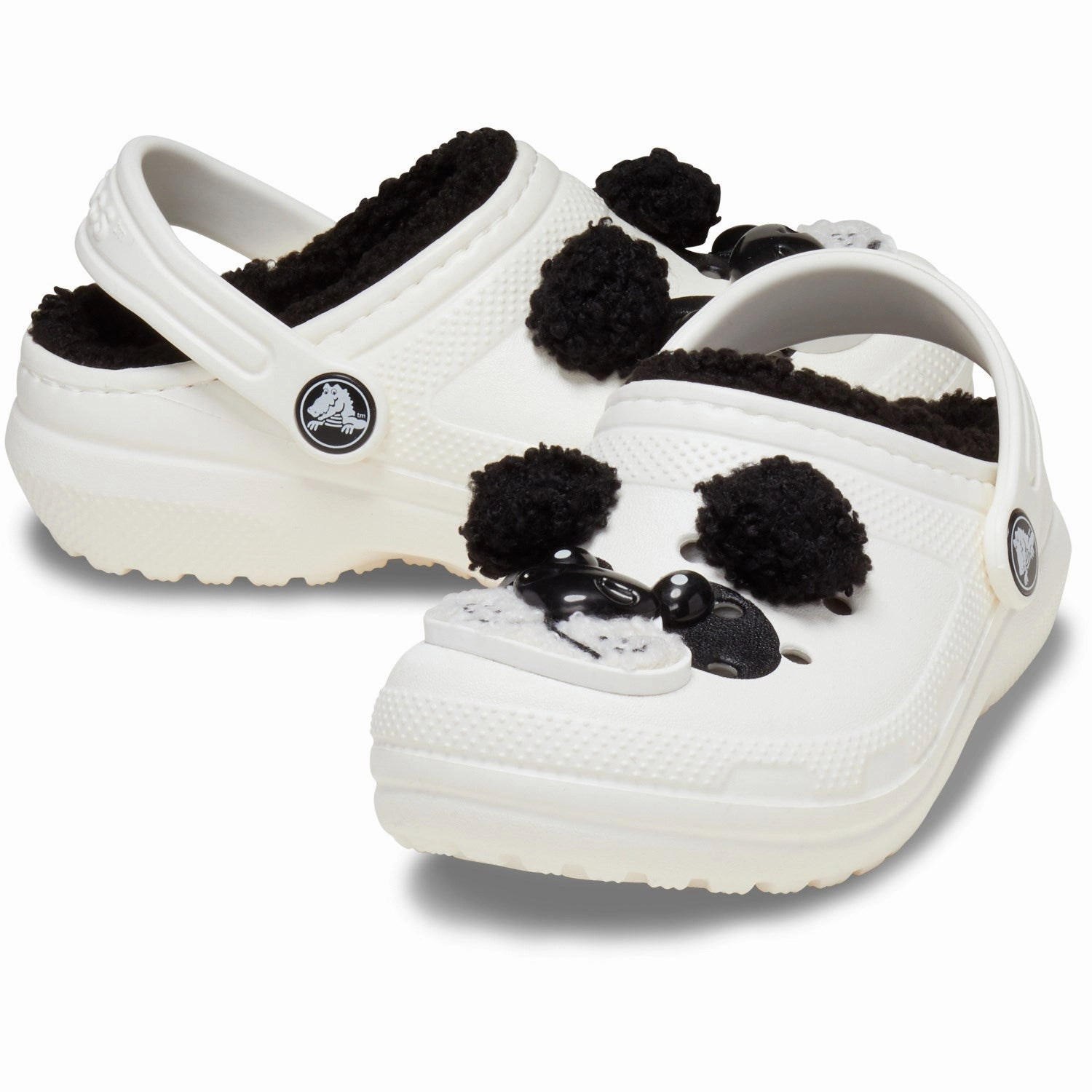 Crocs Chalk/Black Classic Lined IAM Panda Bear Clog K Ultra Flex Construction Thermoplastic