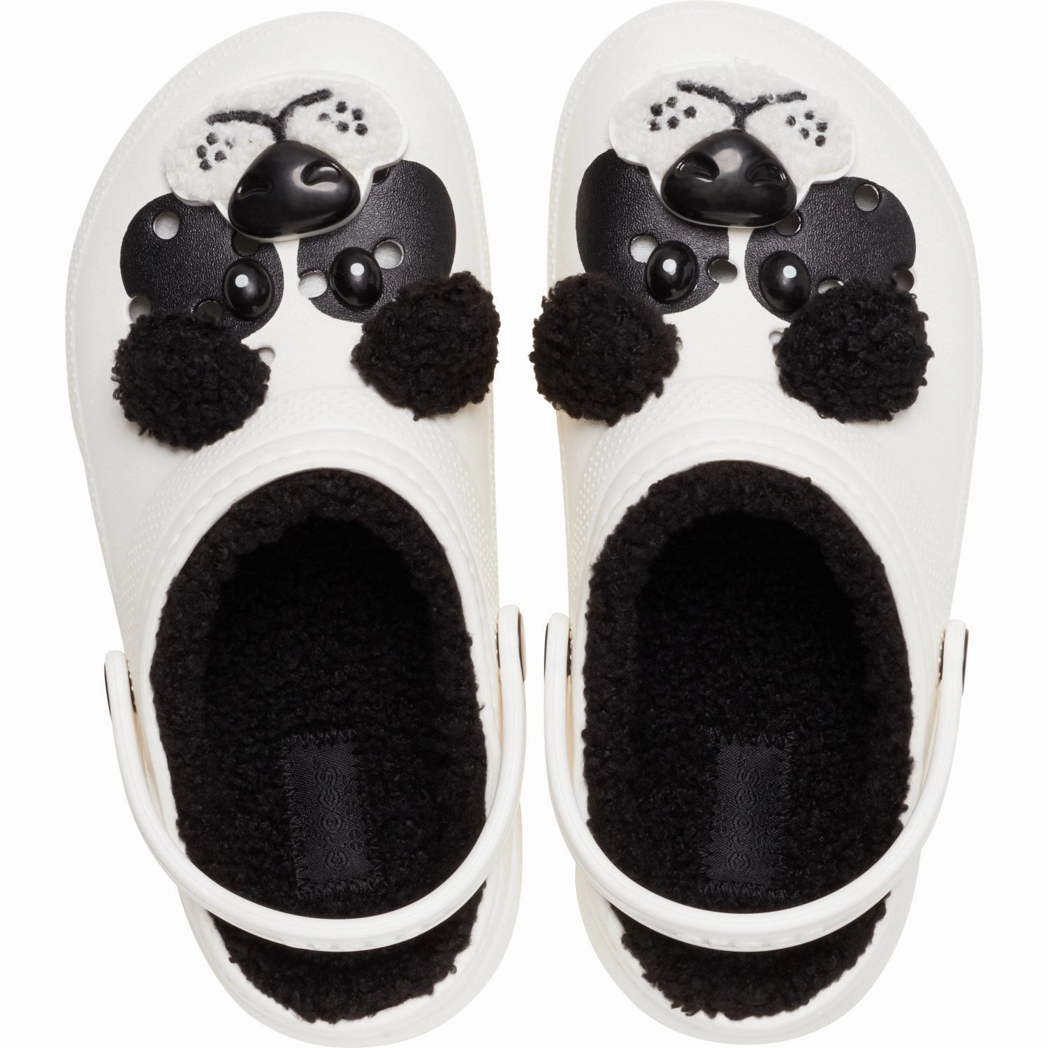 Low Profile Footbed Quick Grip Crocs Chalk/Black Classic Lined IAM Panda Bear Clog K