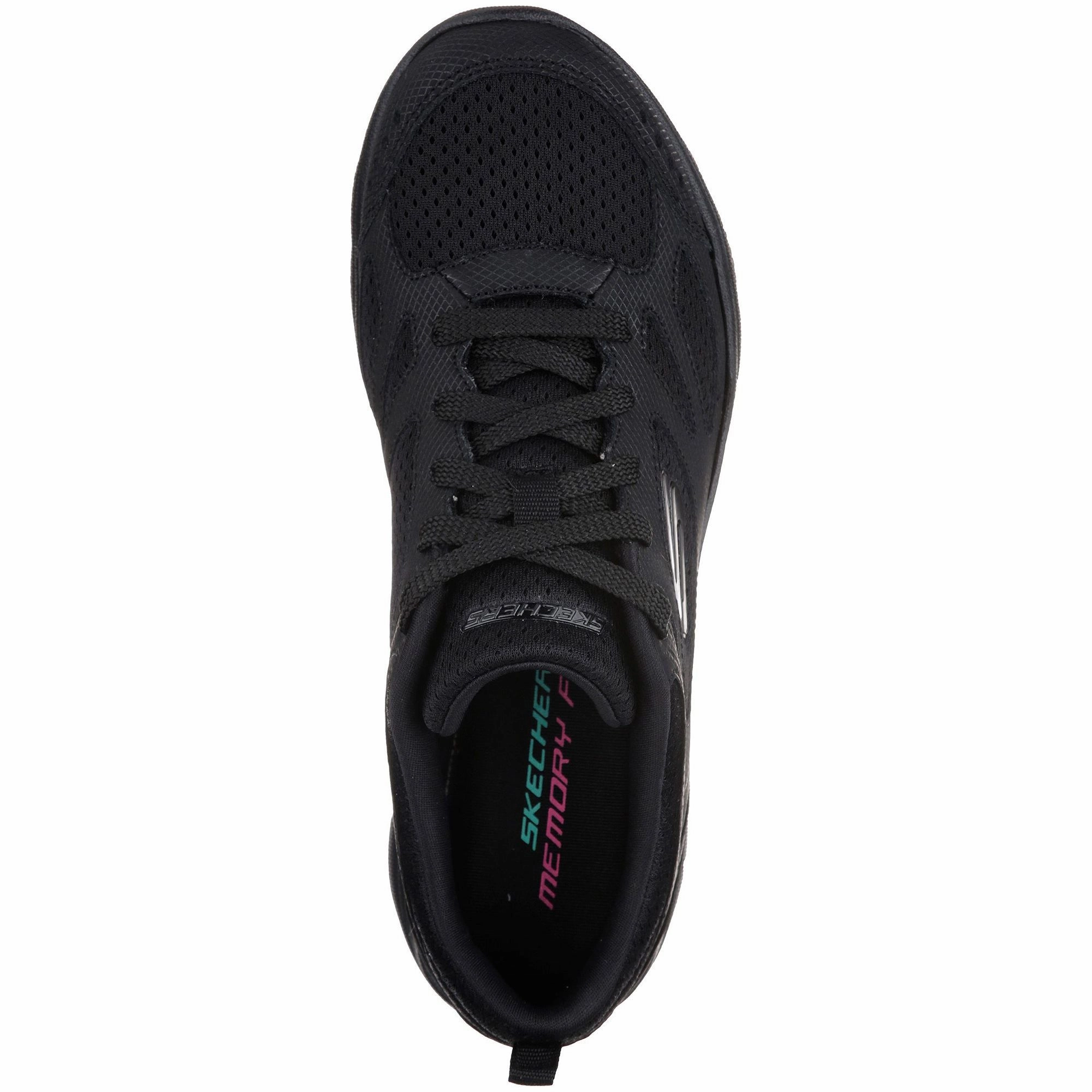 Anti Tear Material Layered Comfort Skechers Summits Suited Womens Training Shoes - Black