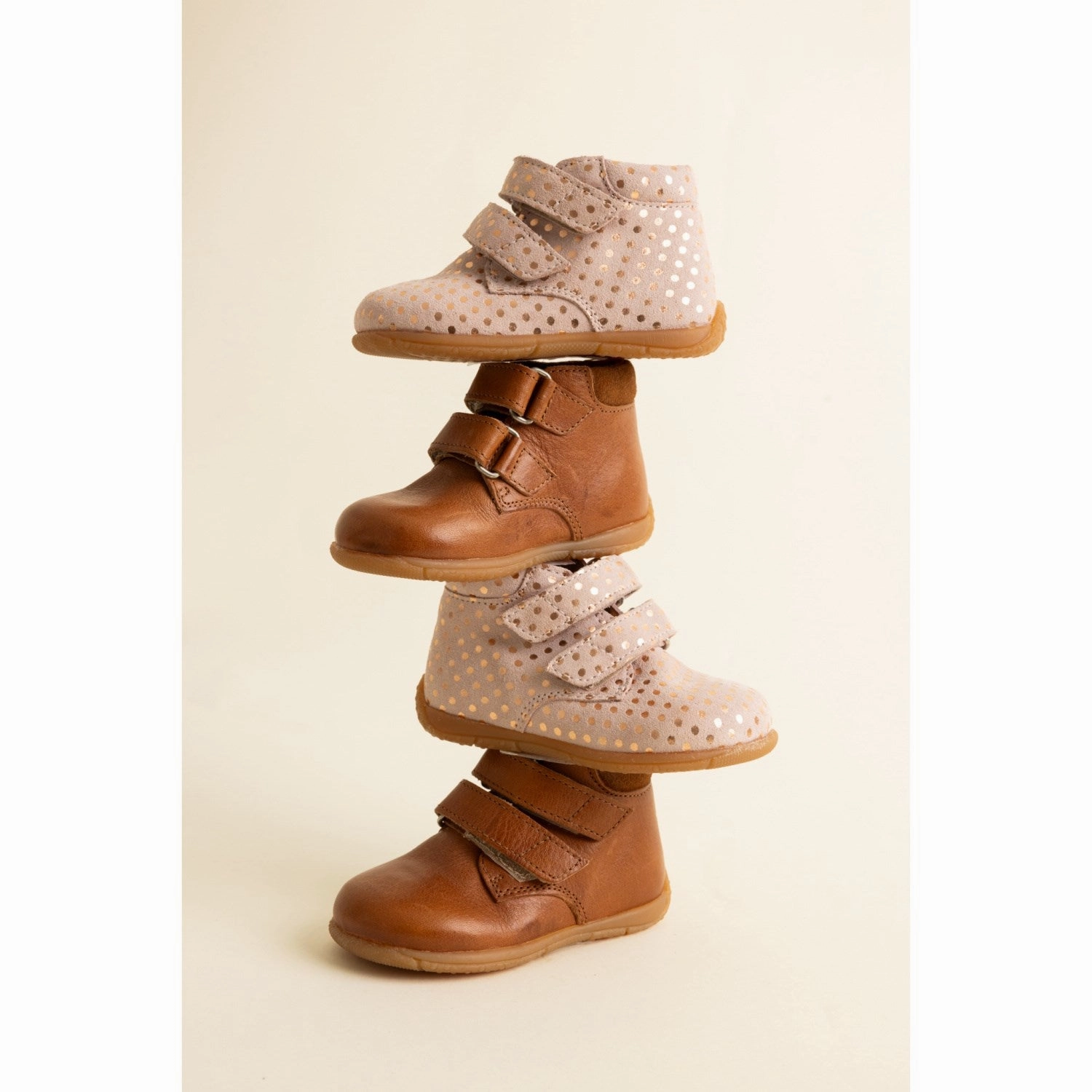 Sea Breeze Light Motion Angulus Rose Copper Dots Child's First Shoe