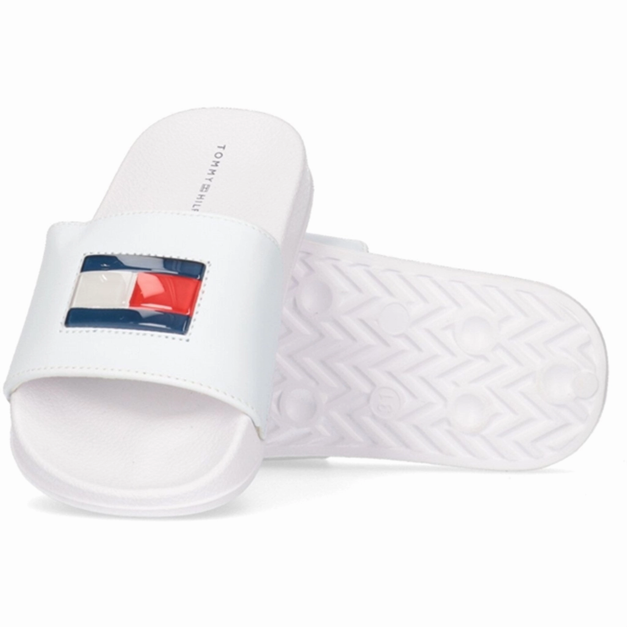 Stylish and Practical Tommy Hilfiger Flag Pool Slide White