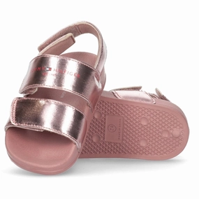 Tommy Hilfiger Logo Velcro Sandal Rose Gold Everyday Shoes