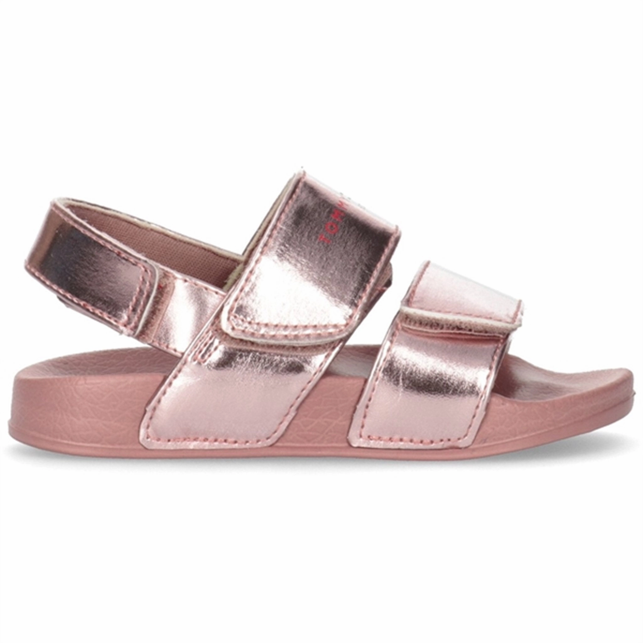 Tommy Hilfiger Logo Velcro Sandal Rose Gold Chic Comfort Slip On Design