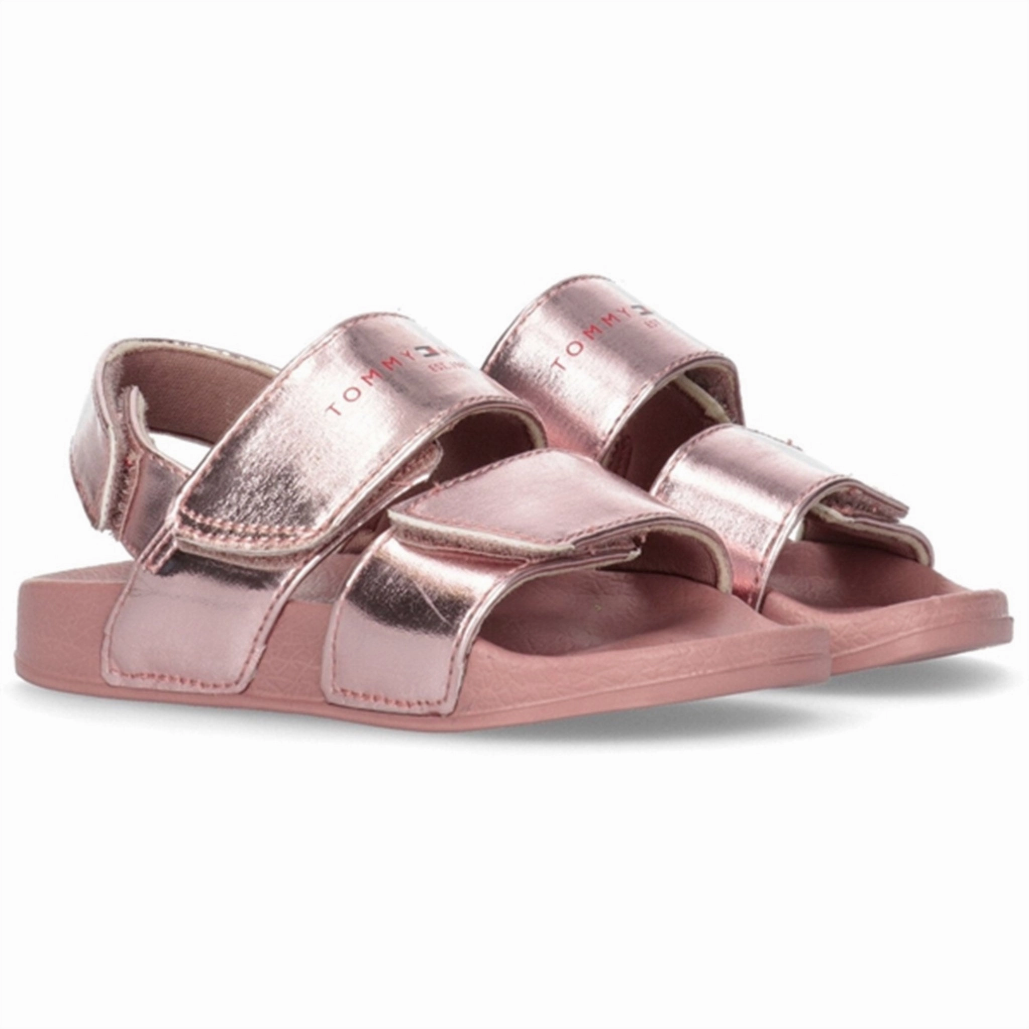 Tommy Hilfiger Logo Velcro Sandal Rose Gold Dynamic Arch Contouring