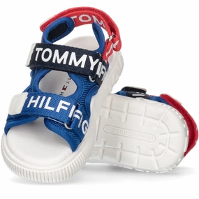 Tommy Hilfiger Logo Velcro Sandal Royal/Blue/Red No Pressure Thin strap