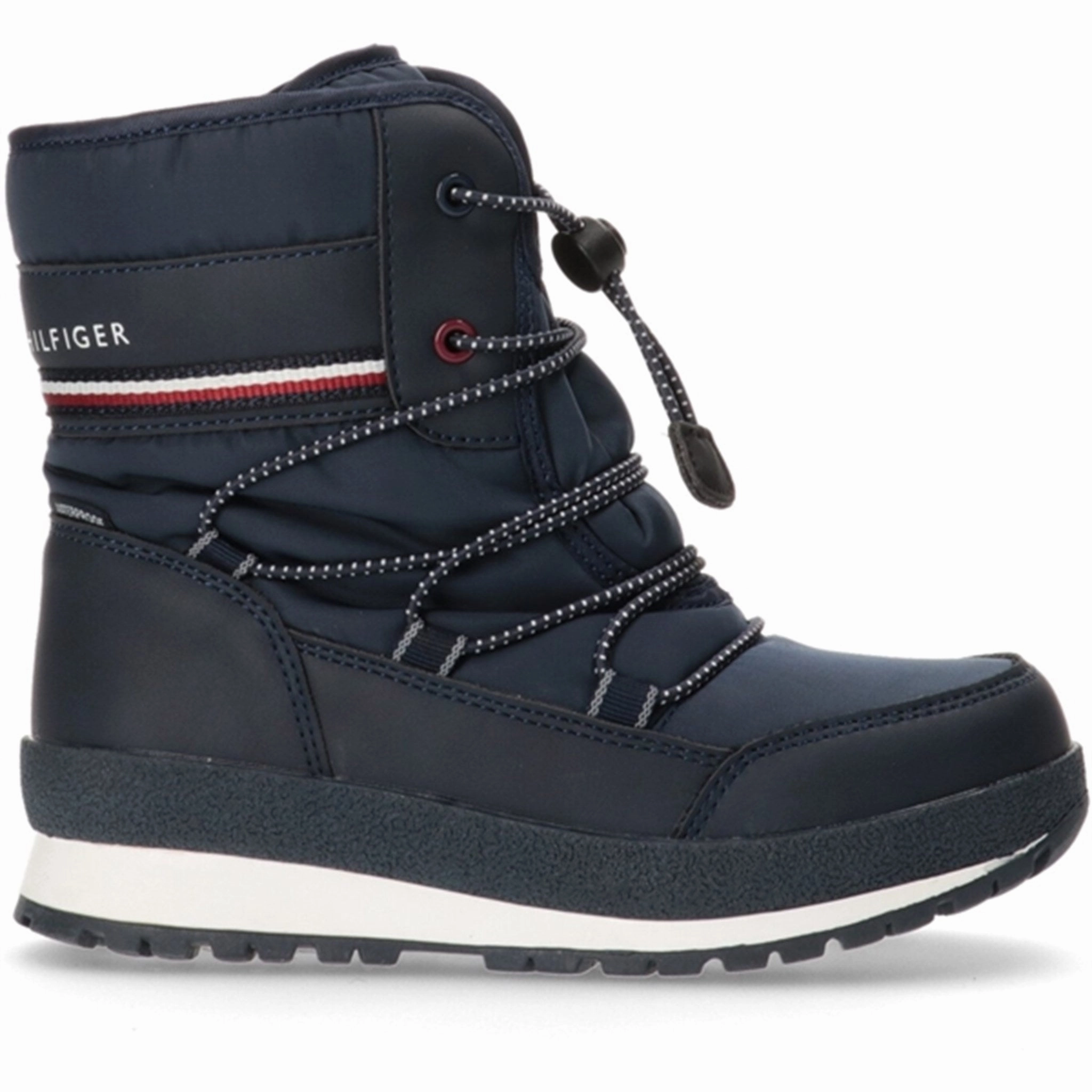 Tommy Hilfiger Snow Boot Blue/Red/White Canvas Upper Rugged Built Outdoor Trek