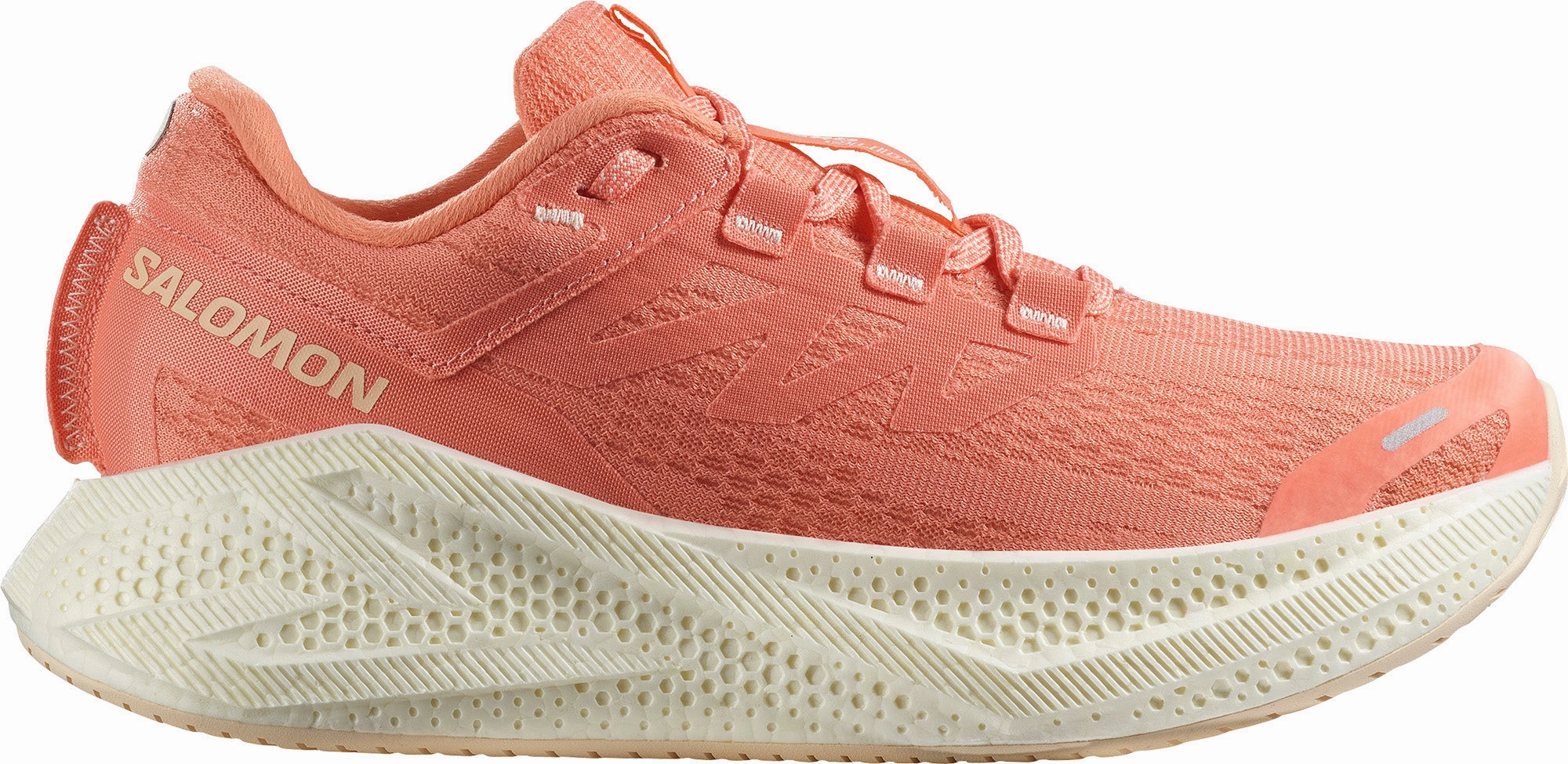 right - foot high - top design Salomon Aero Glide 3 Womens Running Shoes - Pink