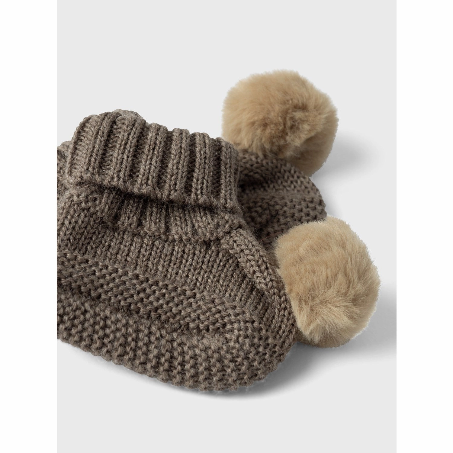 Name It Walnut Wrilla Wool Knit Slippers With Dot Durable Sole