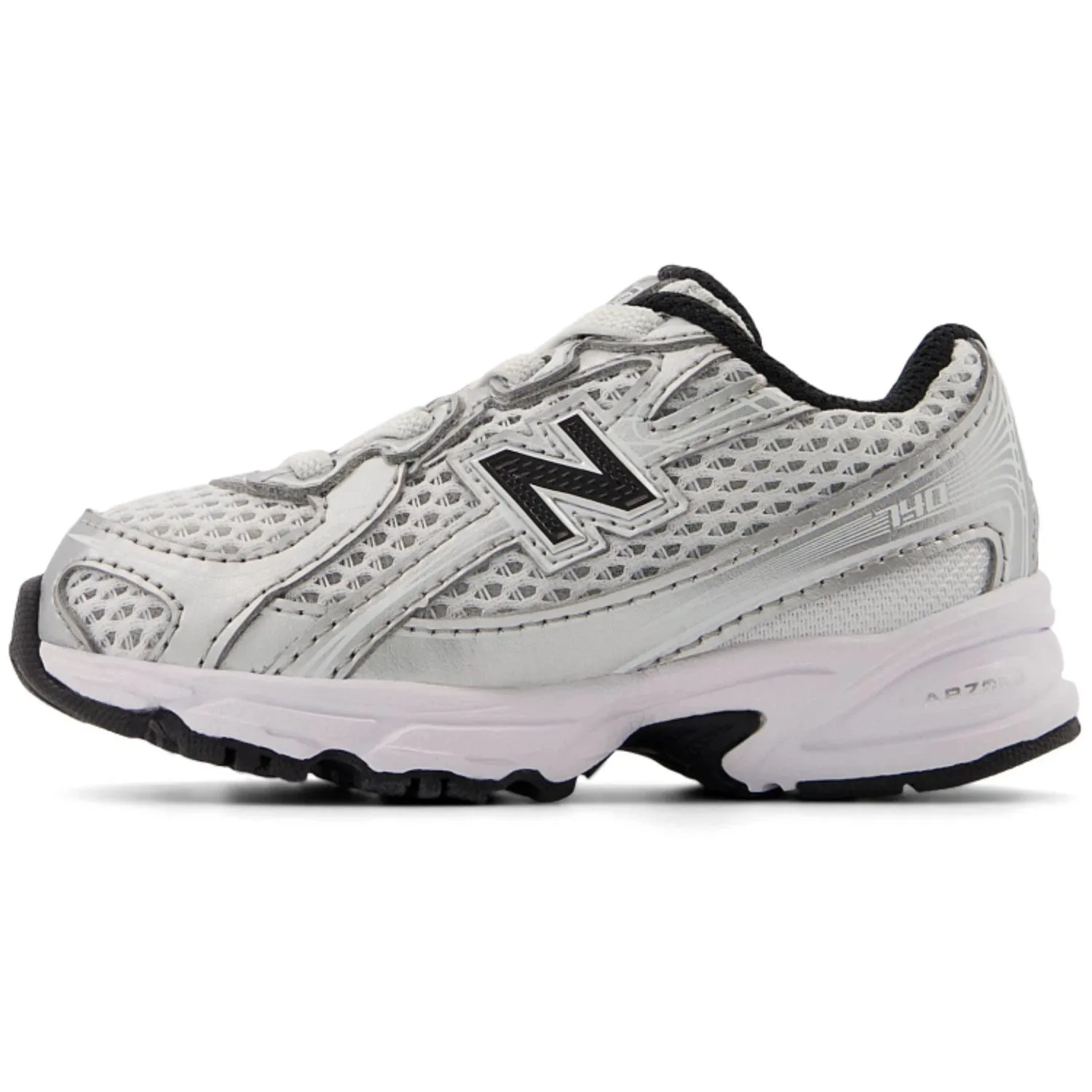 New Balance Silver Metallic 740 Kids Bungee Lace Sneakers Easy To Clean