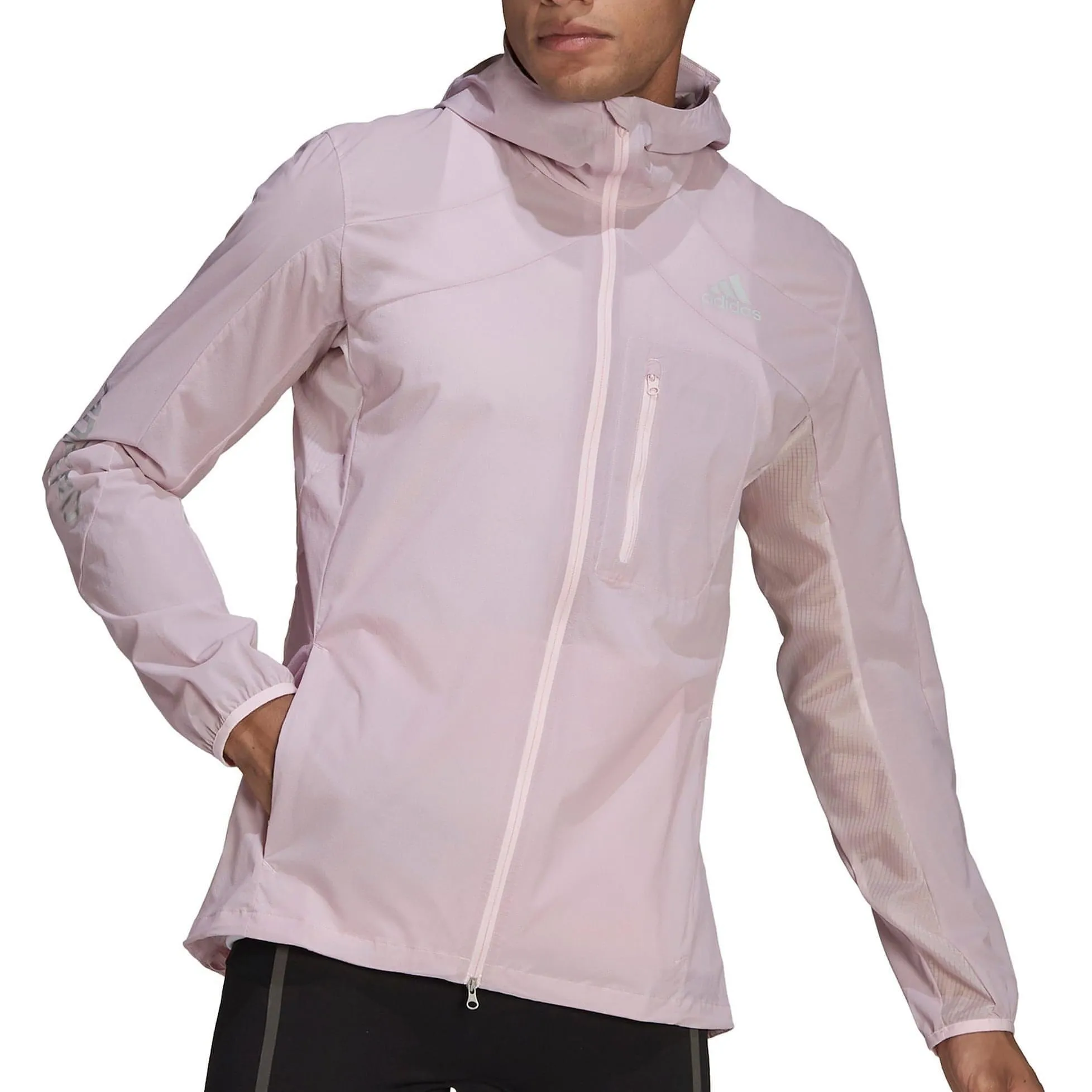 adidas Adizero Marathon Mens Running Jacket - Pink Protective Layering Affordable