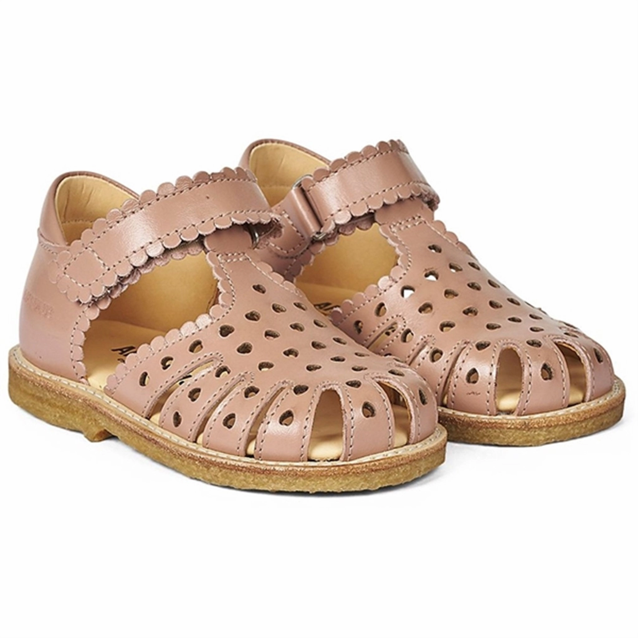 Chic Shoes Stylish Casual Footwear Angulus Starter Sandal W. Velcro Dark Peach