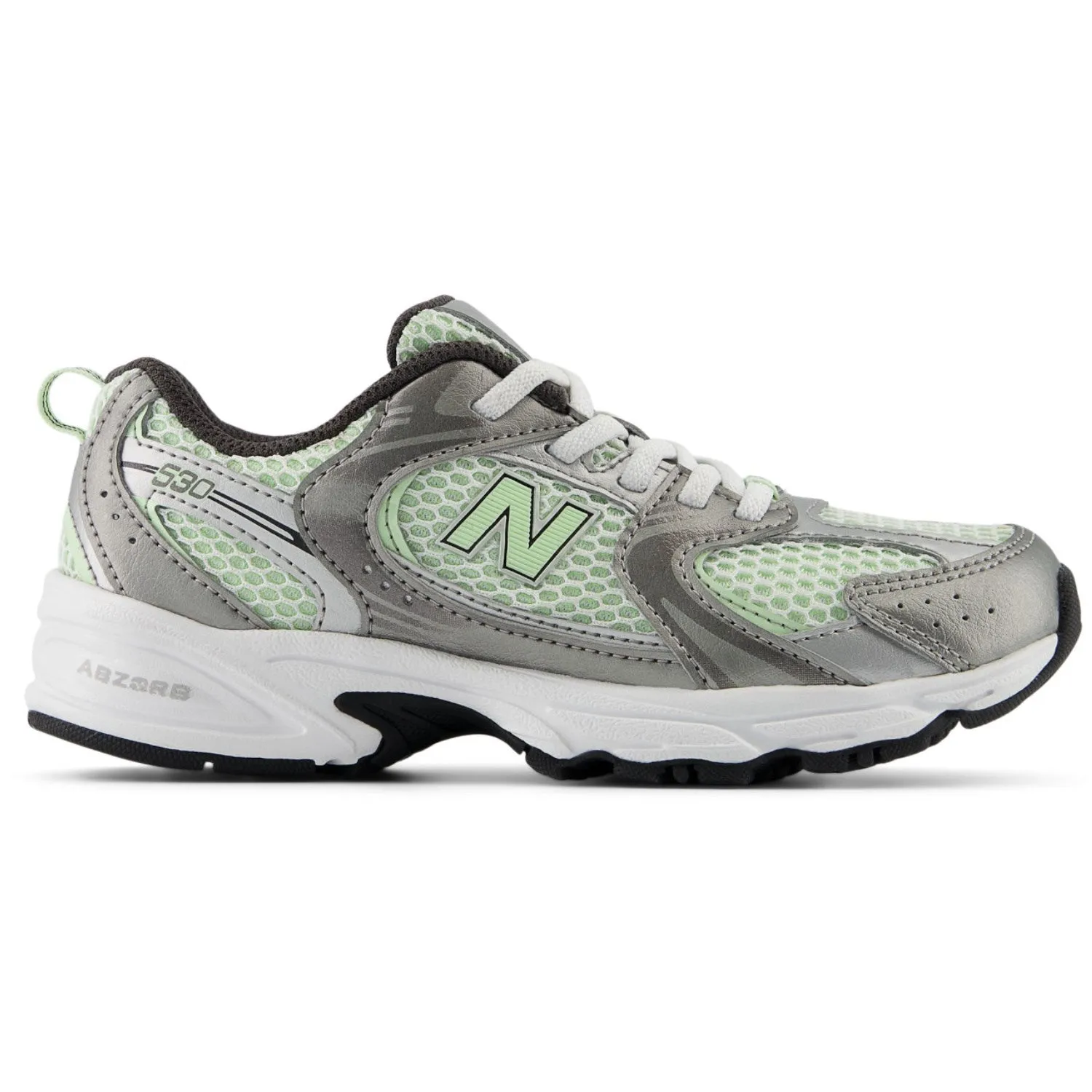 New Balance Dark Silver Metallic New Balance 530 Kids Bungee Lace Torsional Stability Base
