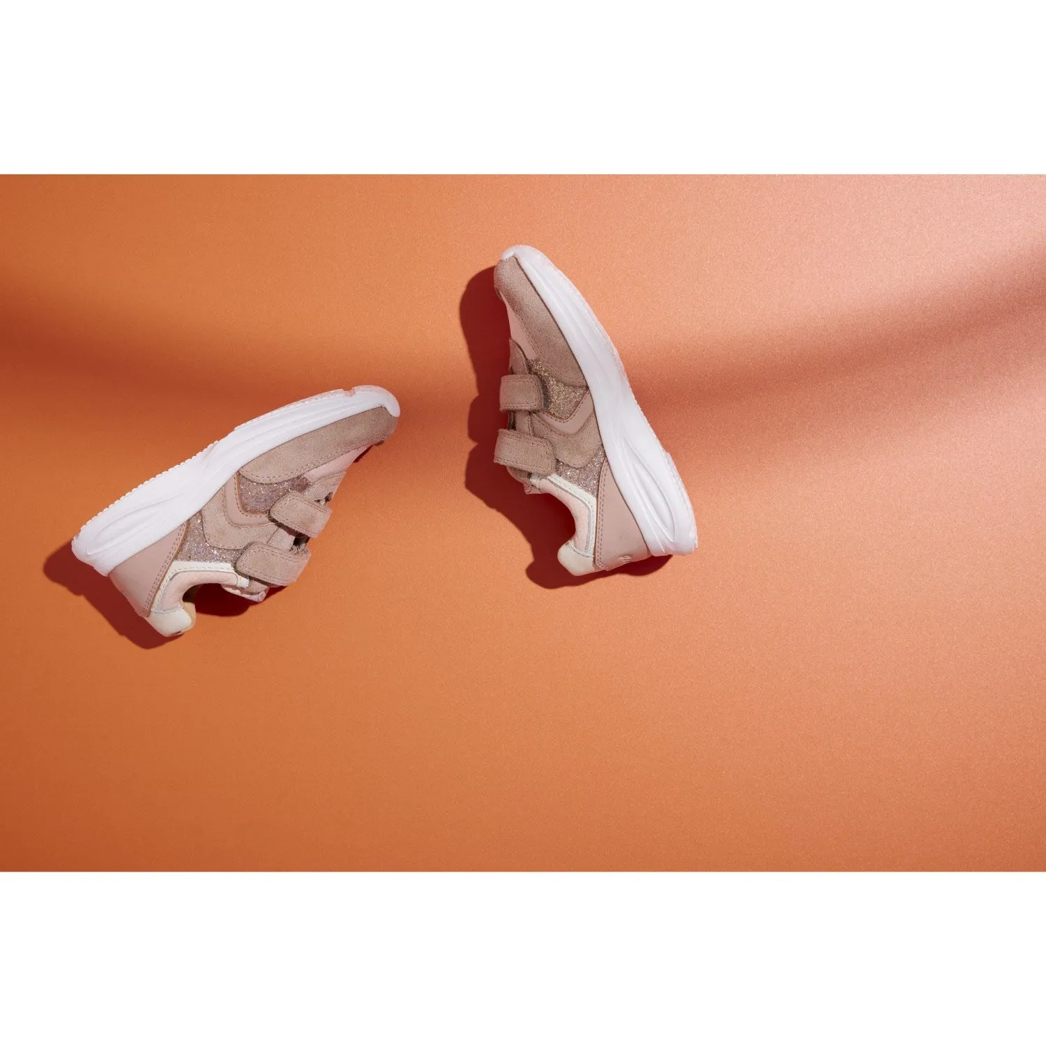 Daily Walking Bisgaard Blush Glitter Yuki Glitter Velcro Shoe