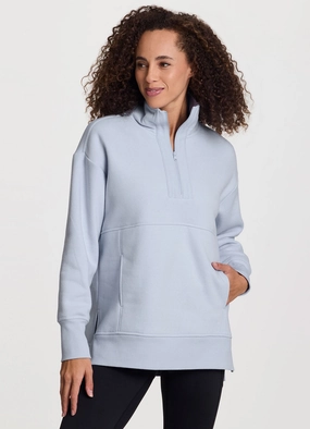 Plus - size Uptown Fleece 1/4 Zip Mock Neck Tunic