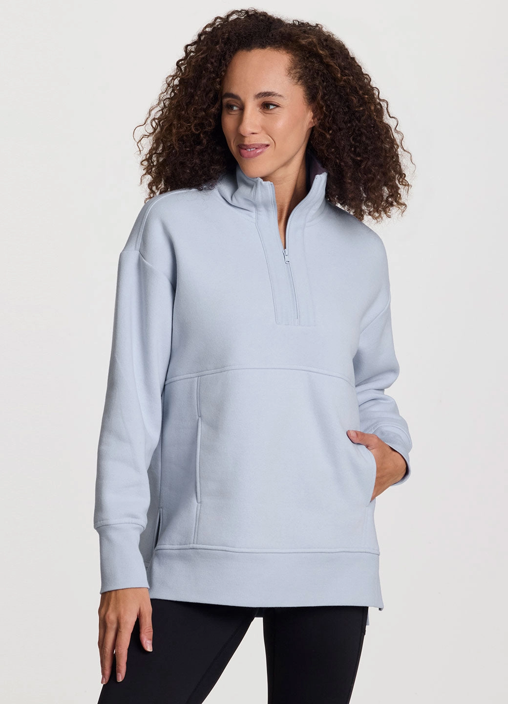 Travel - wear Dress Up Uptown Fleece 1/4 Zip Mock Neck Tunic