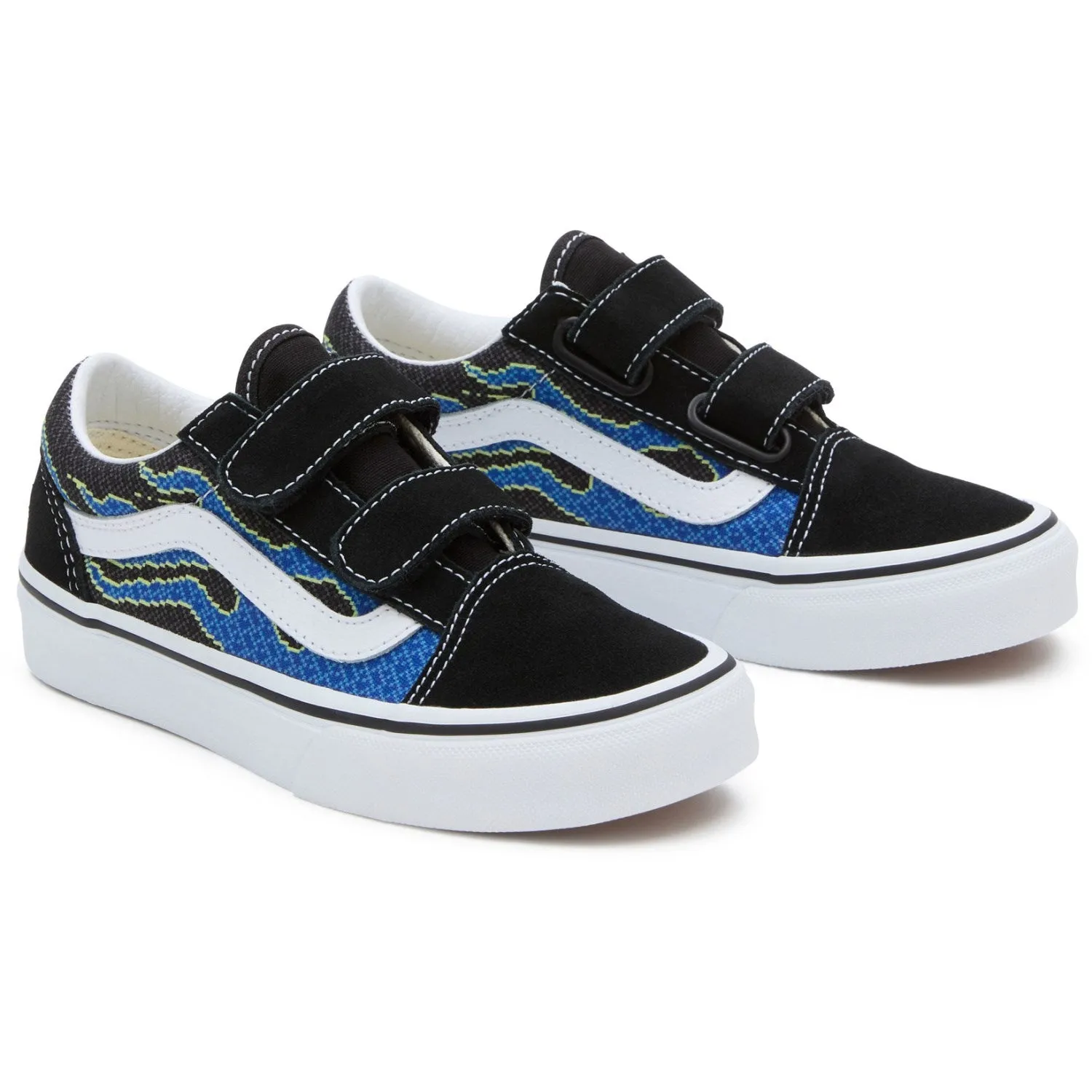SoftMaterial Adaptive Look VANS Pixel Flame Black/Blue UY Old Skool V Sneakers