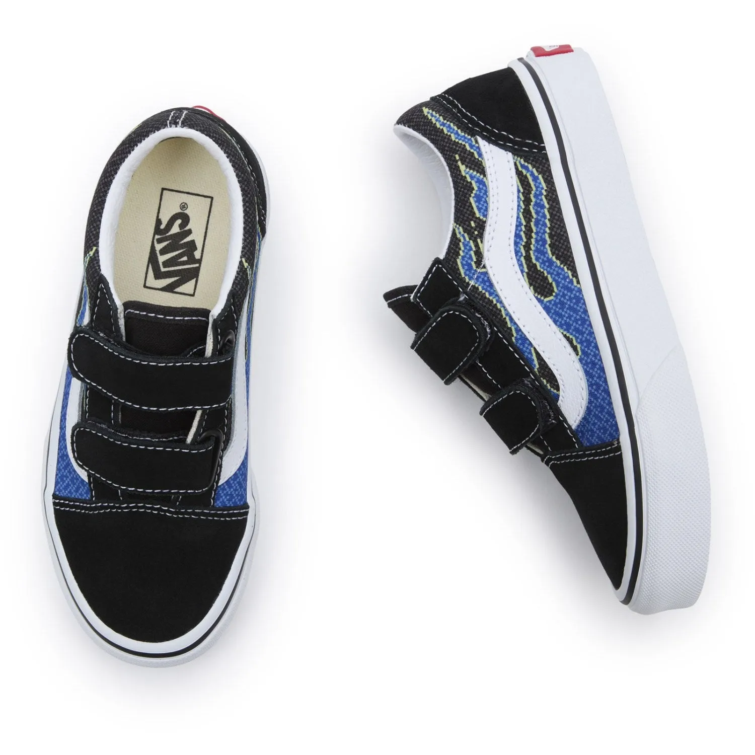 VANS Pixel Flame Black/Blue UY Old Skool V Sneakers Energy Return Core MemoryFoam