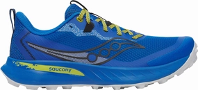 Anti-bacterial Saucony Peregrine 15 Mens Trail Running Shoes - Blue