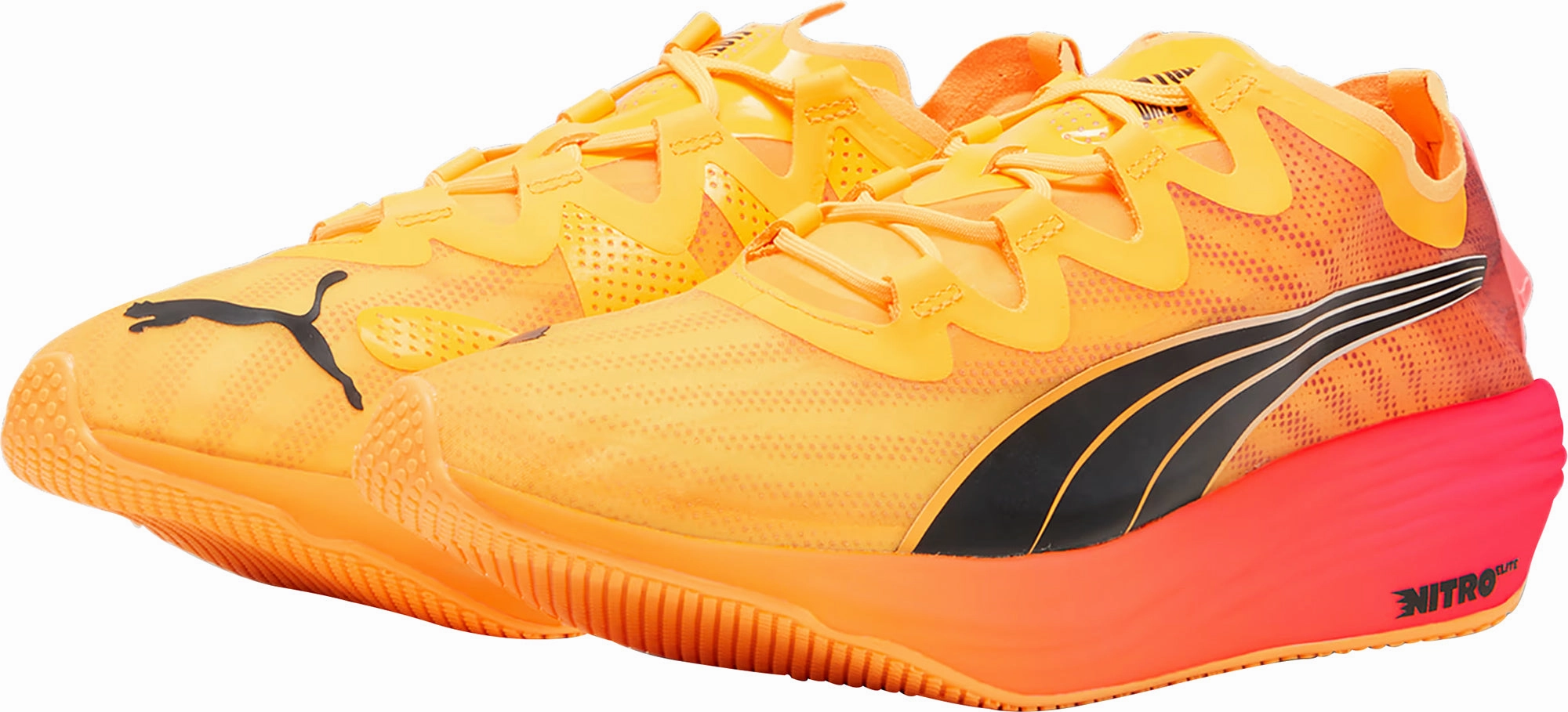 running in sunny weather shoes Motion Guidance Technology Puma Fast-FWD Nitro Elite Mens Running Shoes - Orange