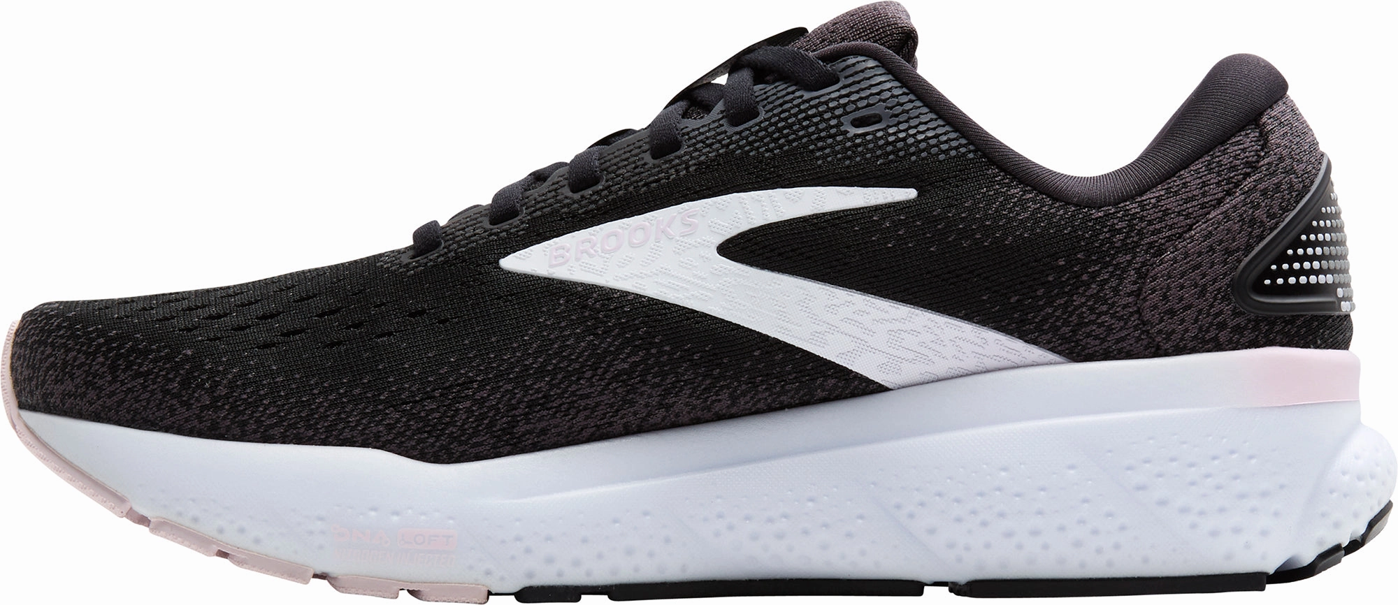 Brooks Ghost 16 Womens Running Shoes - Black Breathable Upper Knit Fabric