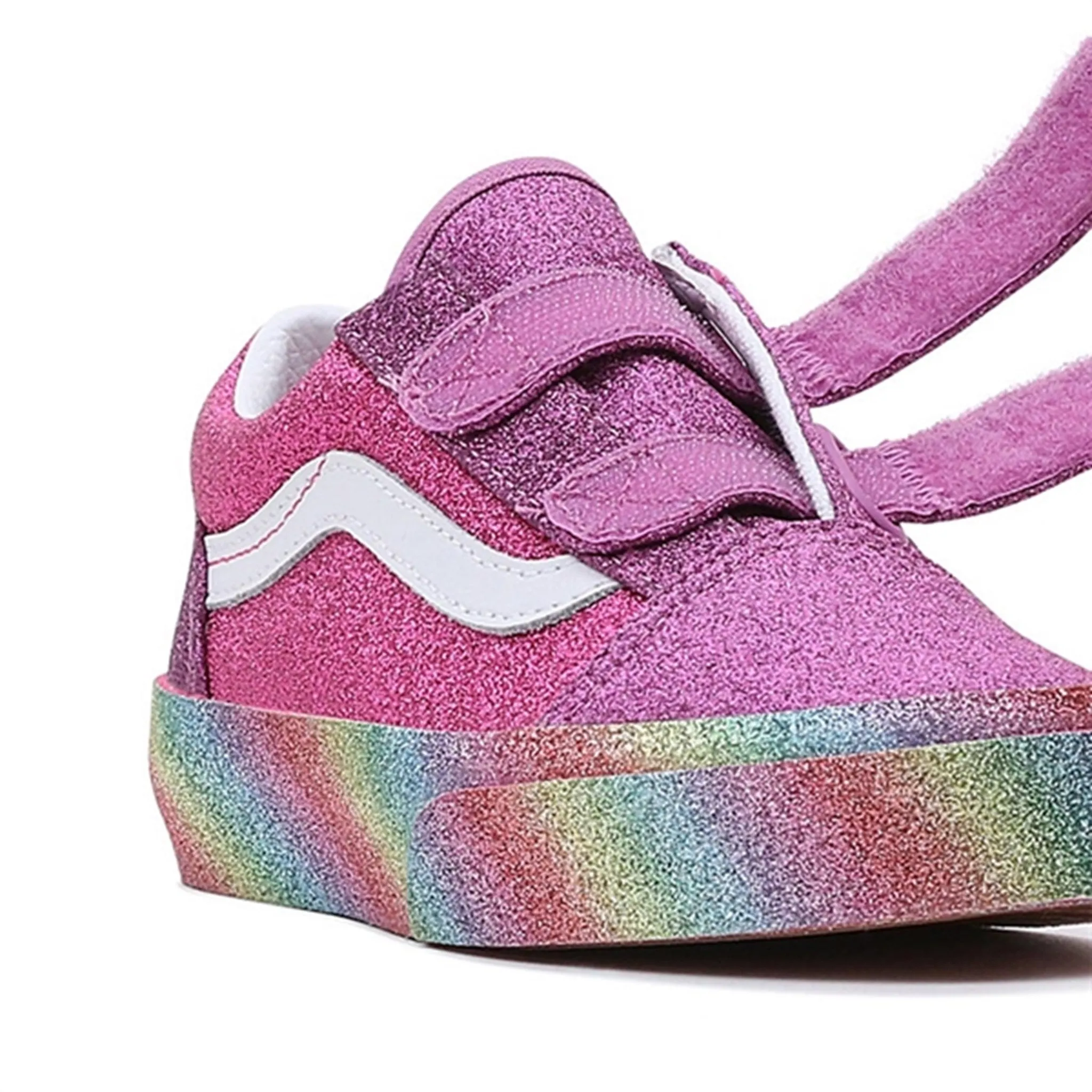 VANS UY Old Skool V Sneakers Glitter Rainglow Pink/Multi Low Cushion Slip-resistant ease