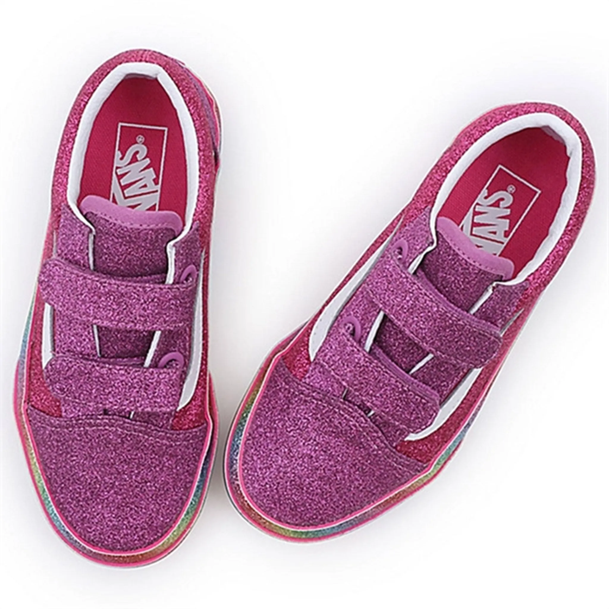 VANS UY Old Skool V Sneakers Glitter Rainglow Pink/Multi Leather Motion Comfort