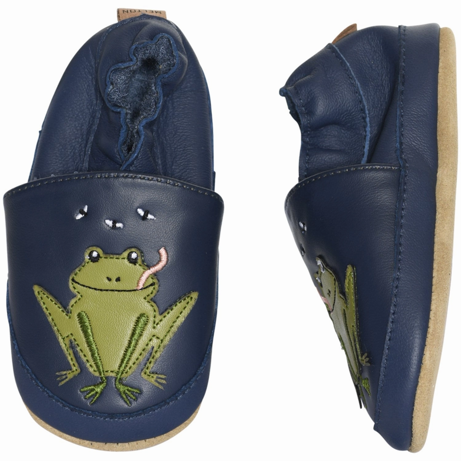 Light Slip Shoes Quick Sandal Wear MELTON Navy Academy Frog leather slippers