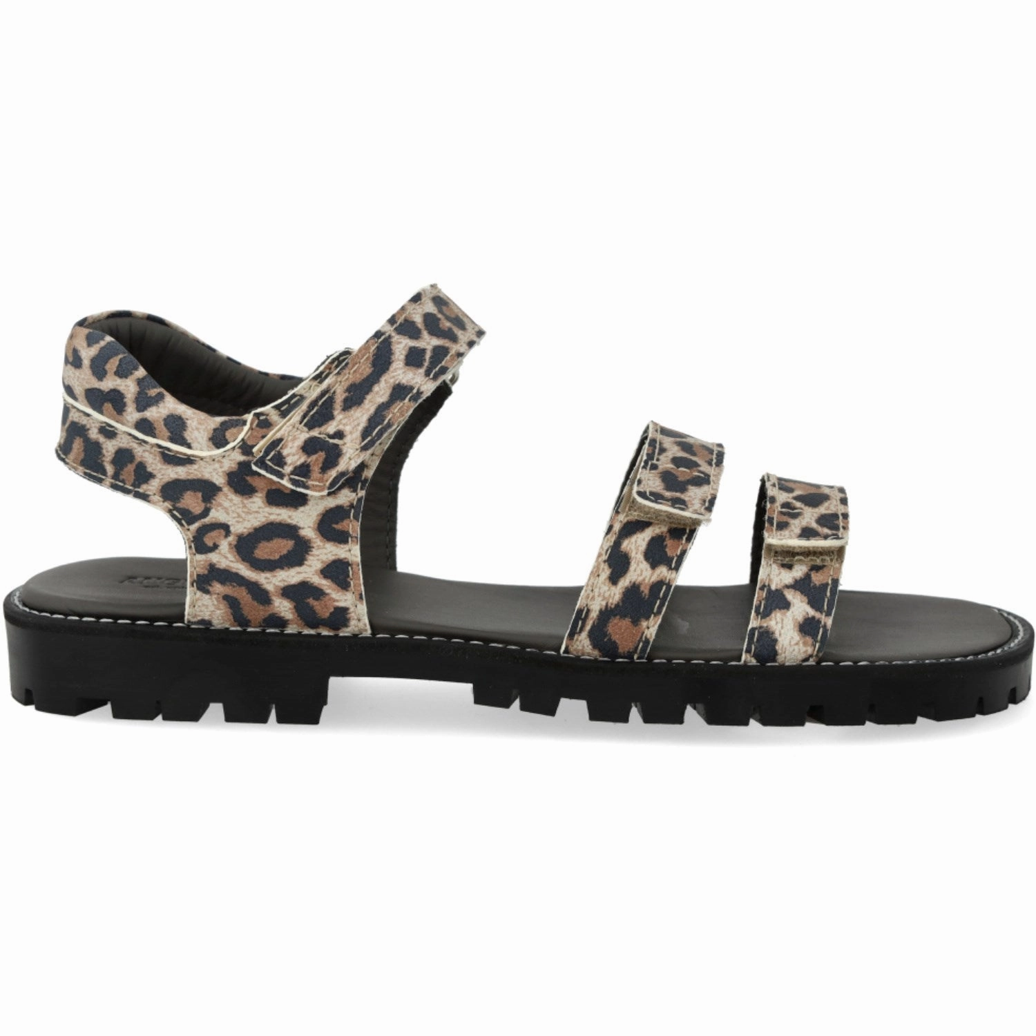 Supportive straps Quick Wear Angulus Leopard Suede Adjustable Leather Sandal with Velcro