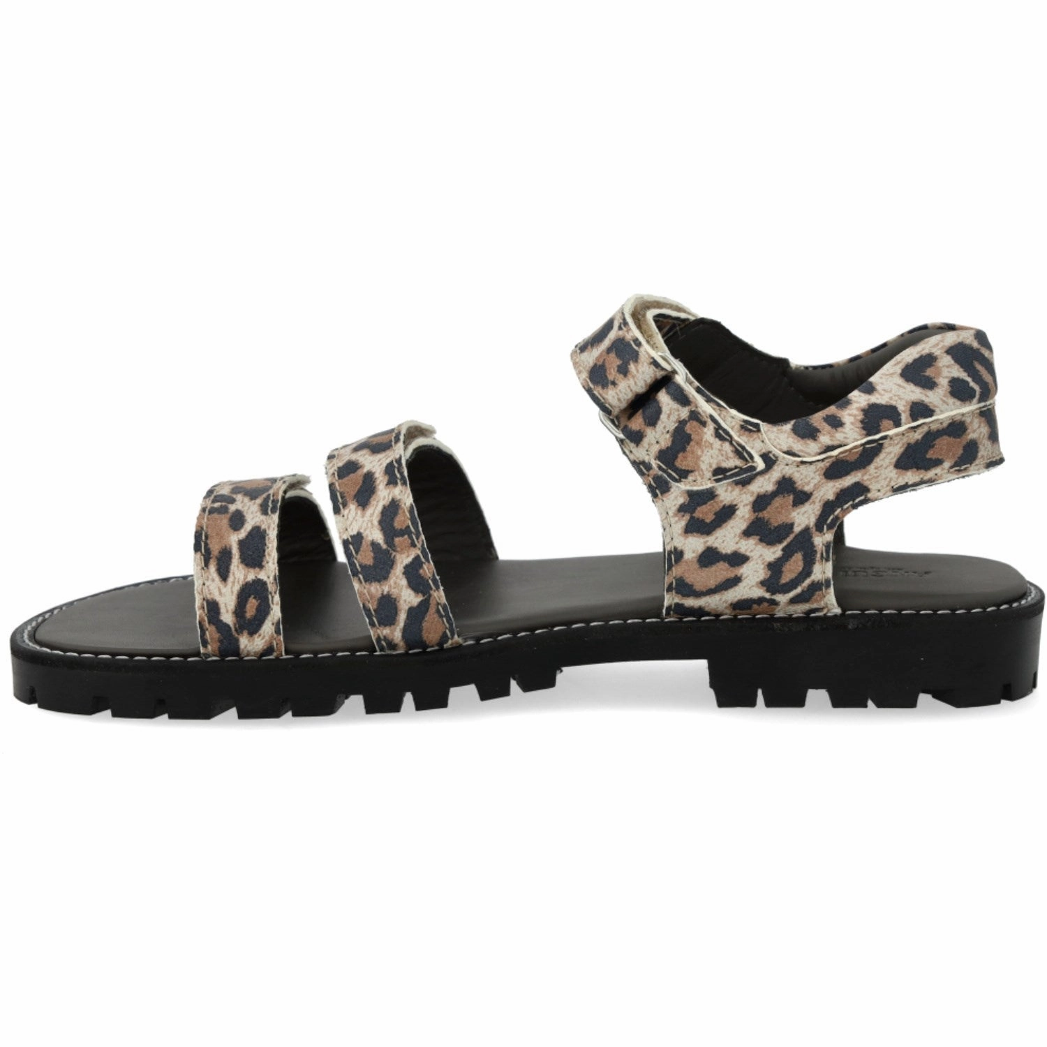 strap on Comfortable Walking Angulus Leopard Suede Adjustable Leather Sandal with Velcro