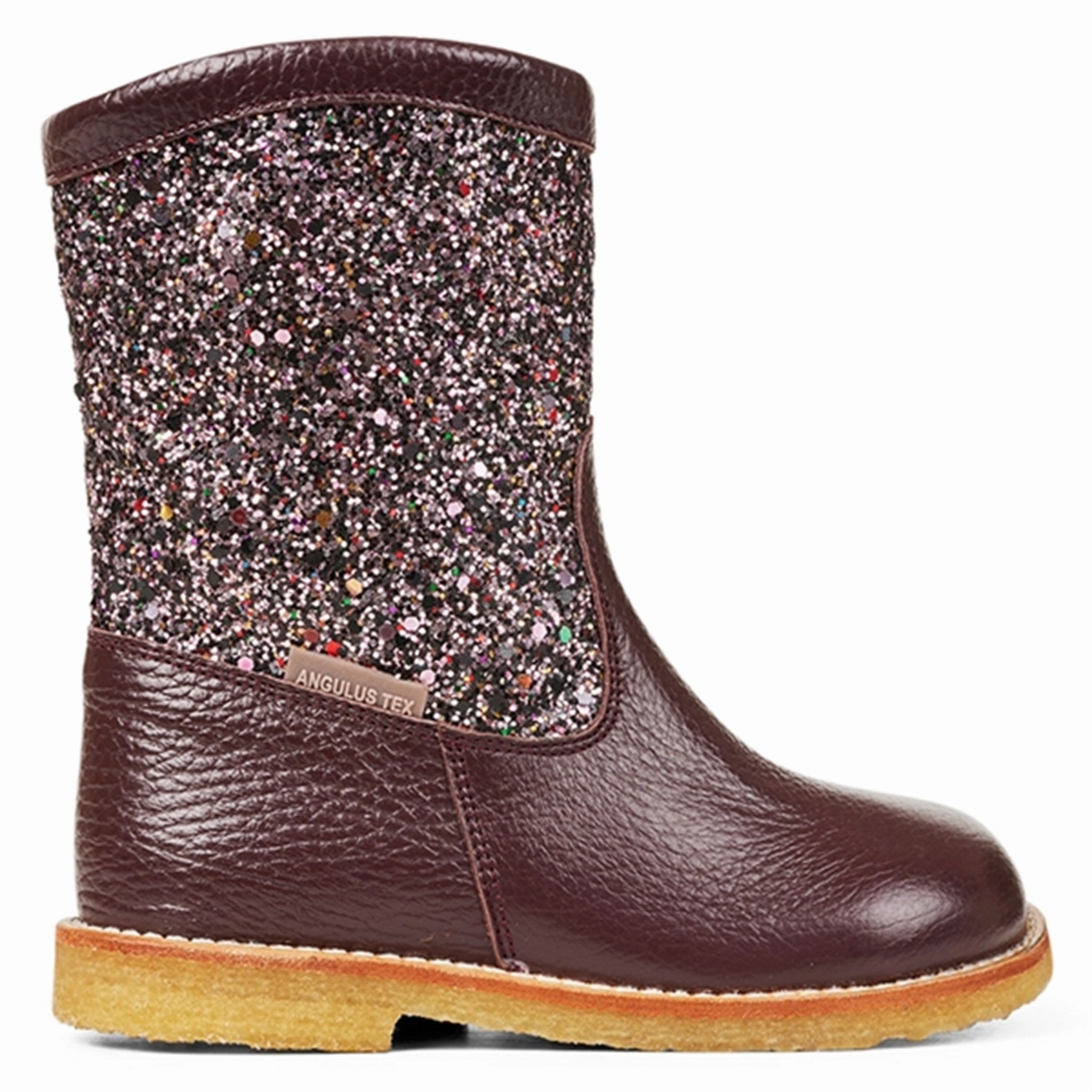 Angulus Tex Boots With Zipper Bordeaux/Bordeaux Multi Glitter Quiet Sole Stylish Look