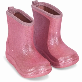 Konges Sl?jd Luc Lightweight Glitter Rubber Boots Glitter Rose Weekend Ready