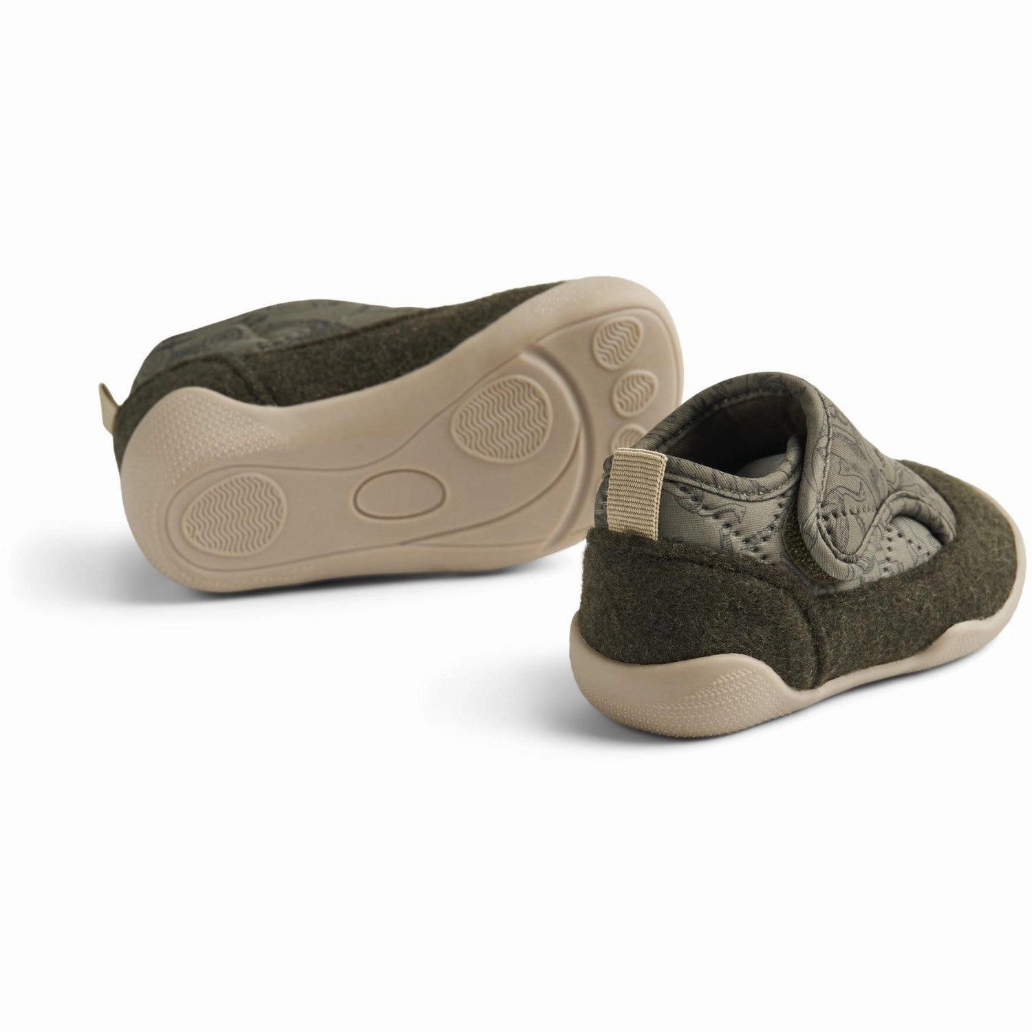 Ergonomic Footbed Compression Fit Wheat Dark Green Indoor Shoe Mulle