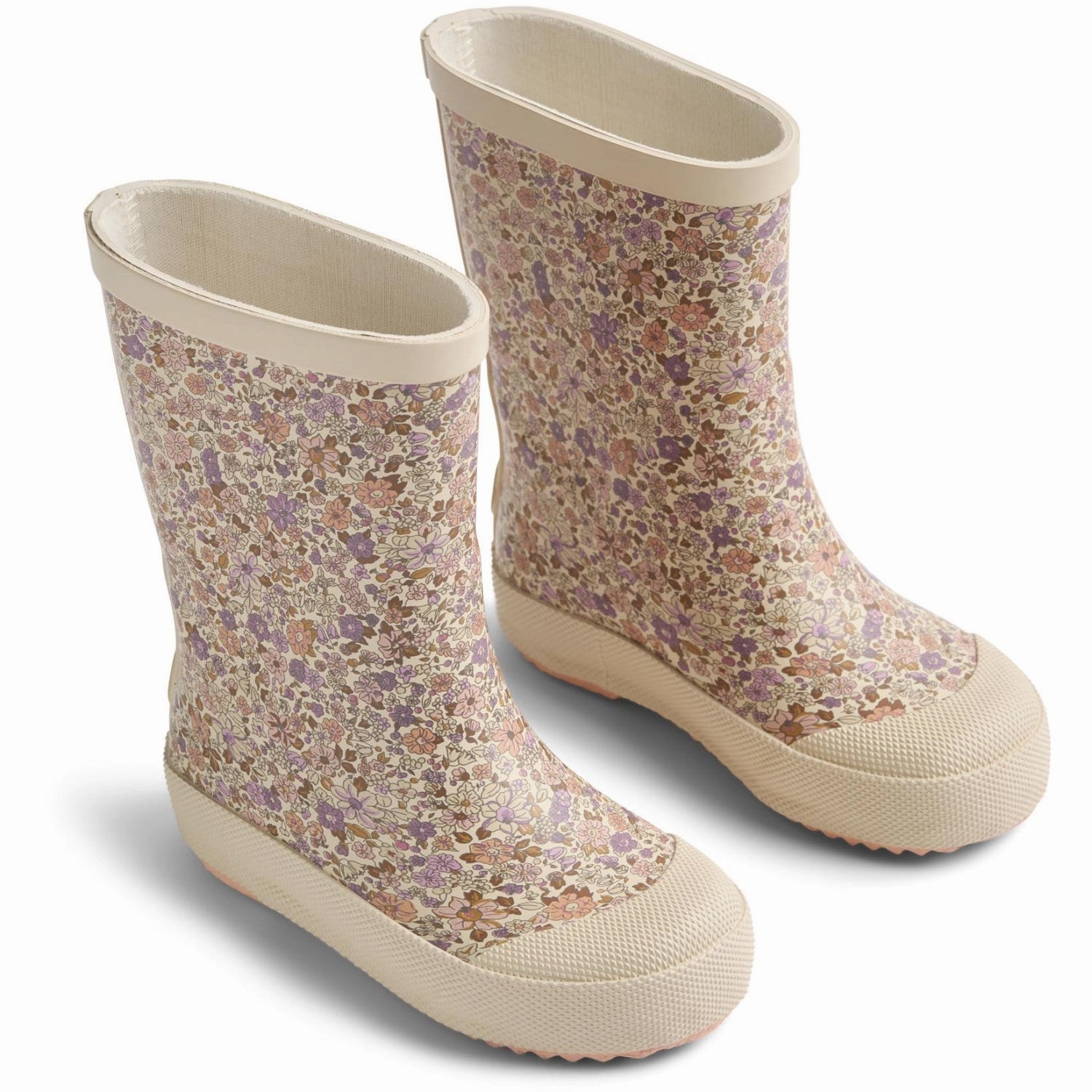 Wheat Lilac Flower Meadow Rubber Boot Muddy Zero Break In Comfort Grippy Outsole Snowy Path