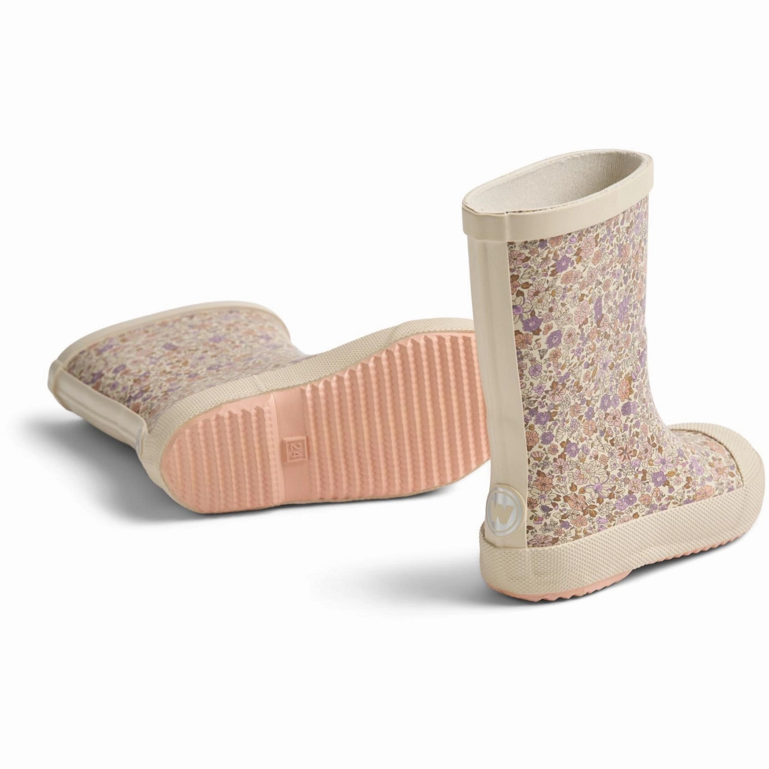 Quick Wear Seamless Stitching Wheat Lilac Flower Meadow Rubber Boot Muddy