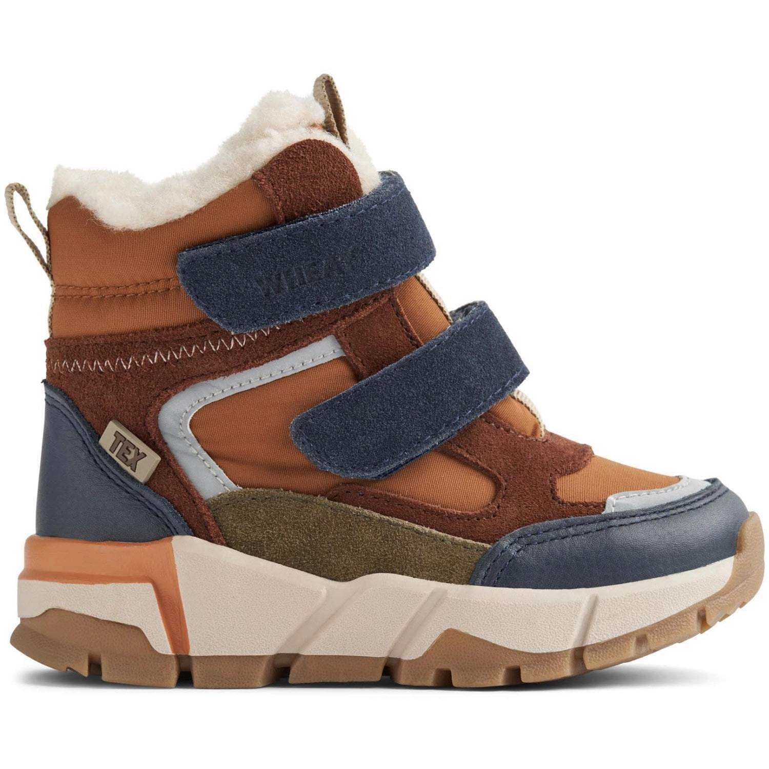 Wheat Navy Bootie Lucka Tex Elastic Ankle Simple Fit