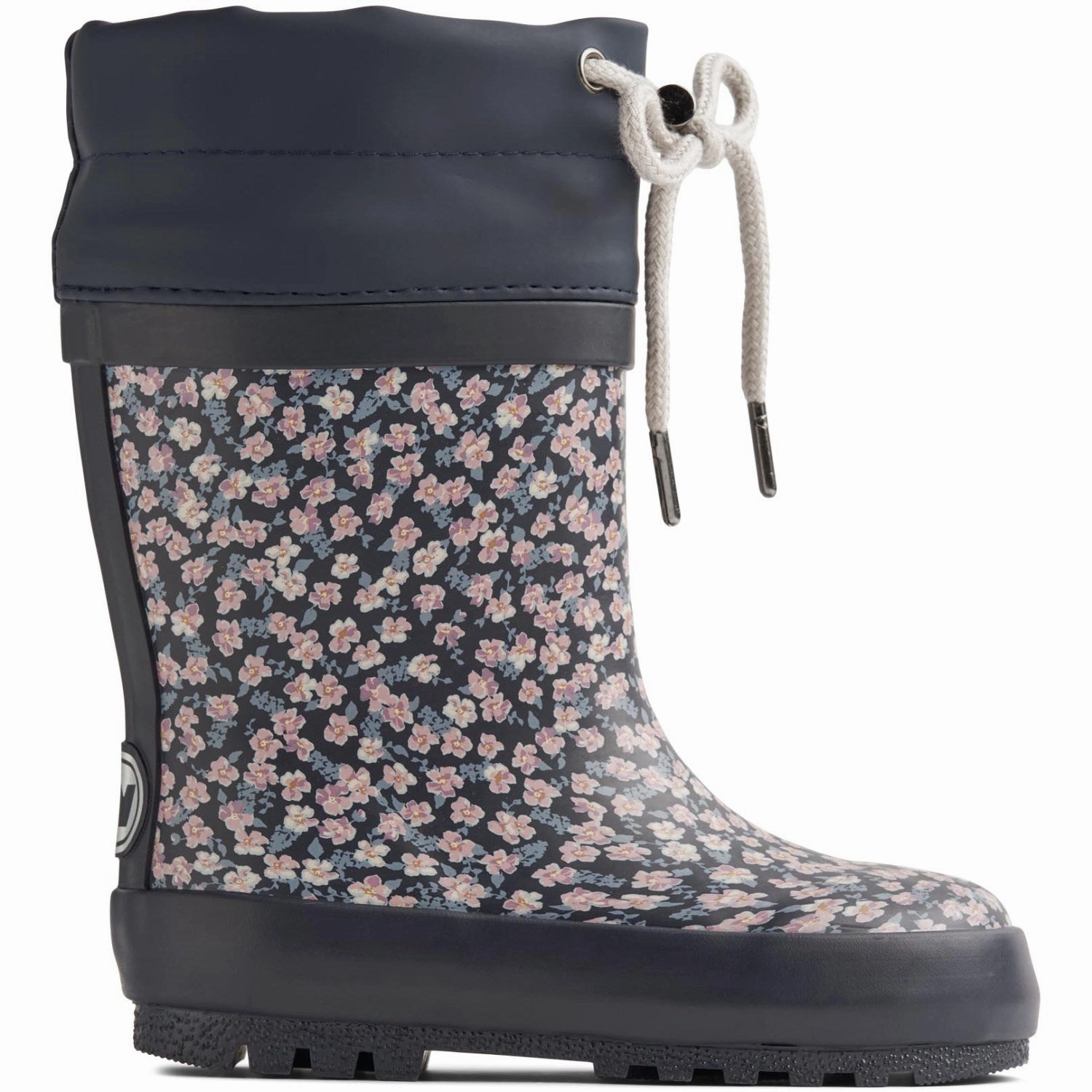 Wheat Raining Flowers Rubber Boot Thermo Print Gold Shine Cushioned Insole