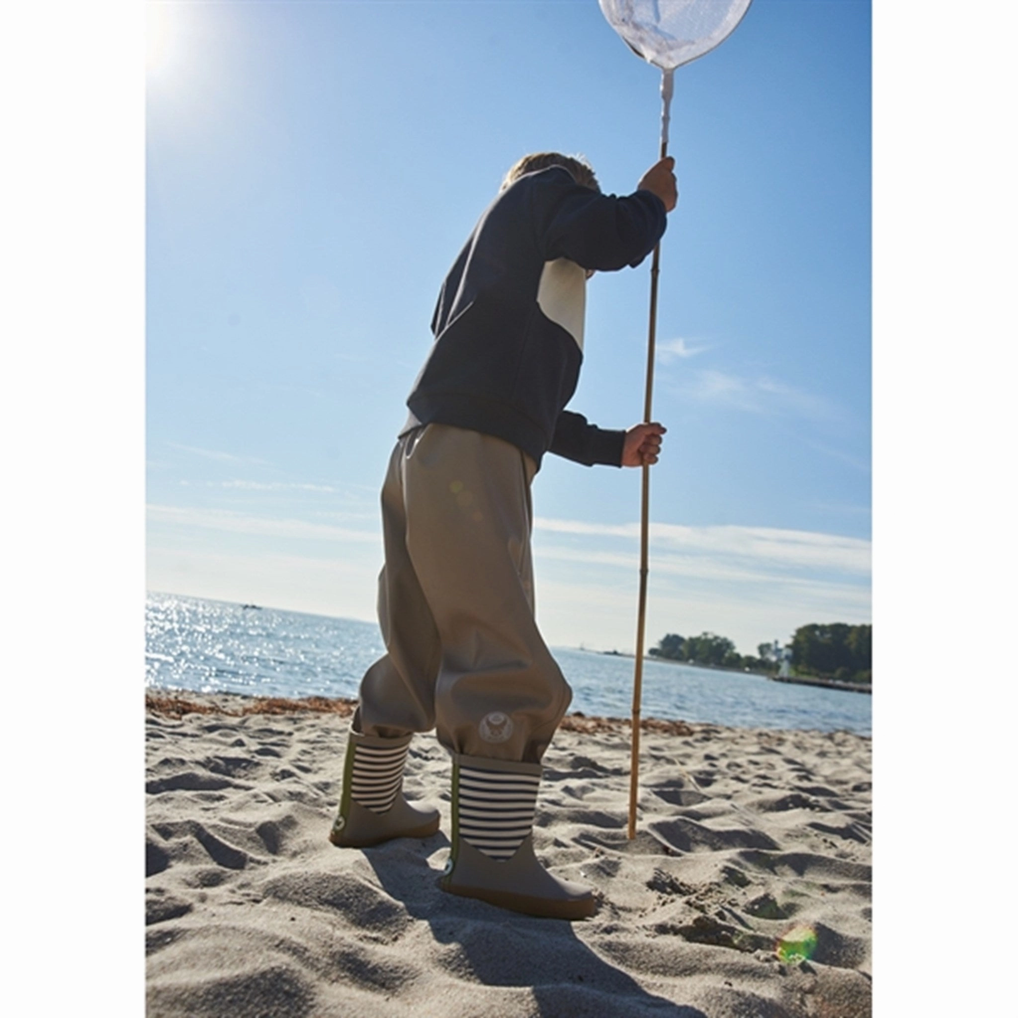 Wheat Rubber Boot Juno Blue Stripe Comfortable Padding