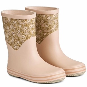 Wheat Rubber Boots Juno Pale Lilac Flowers waterproof construction Comfort Lining Active Nomad