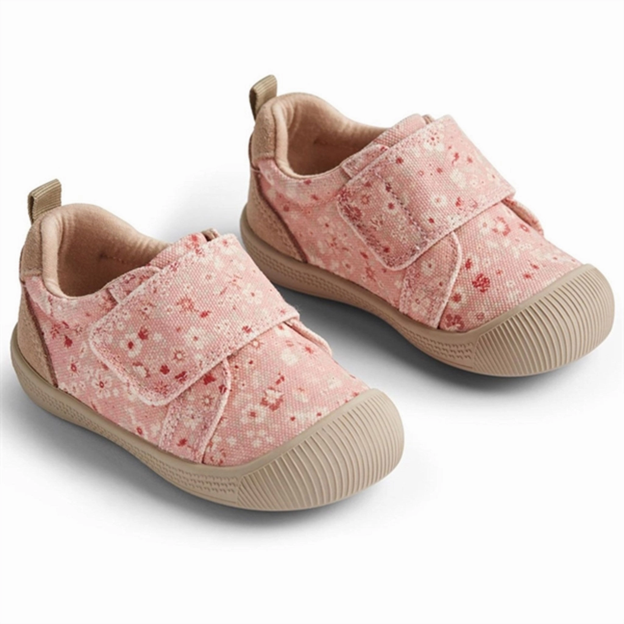 Wheat Shoe Prewalker Velcro Kei Print Rosette Flowers Peace Step
