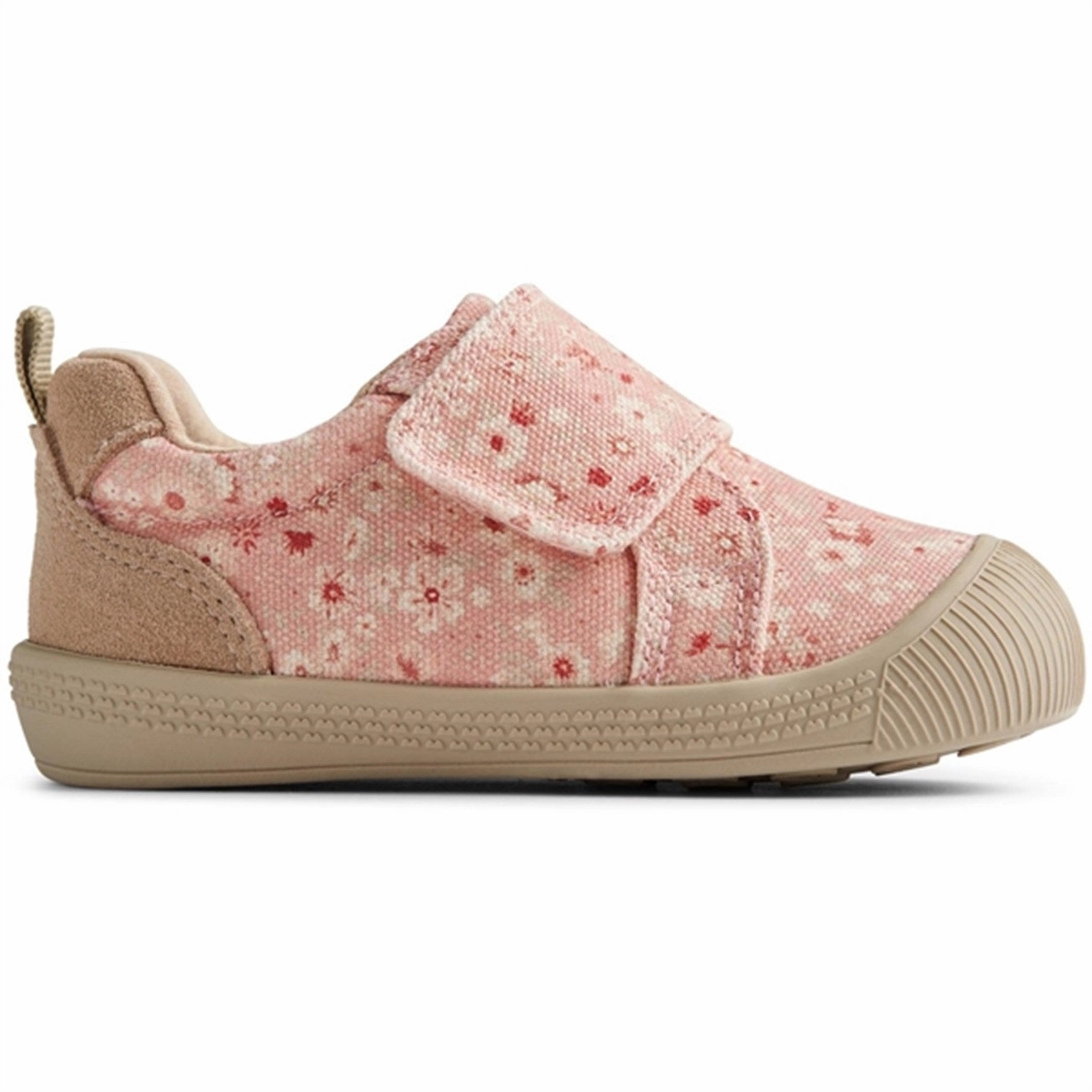 Fashionable color scheme Break Ready Wheat Shoe Prewalker Velcro Kei Print Rosette Flowers