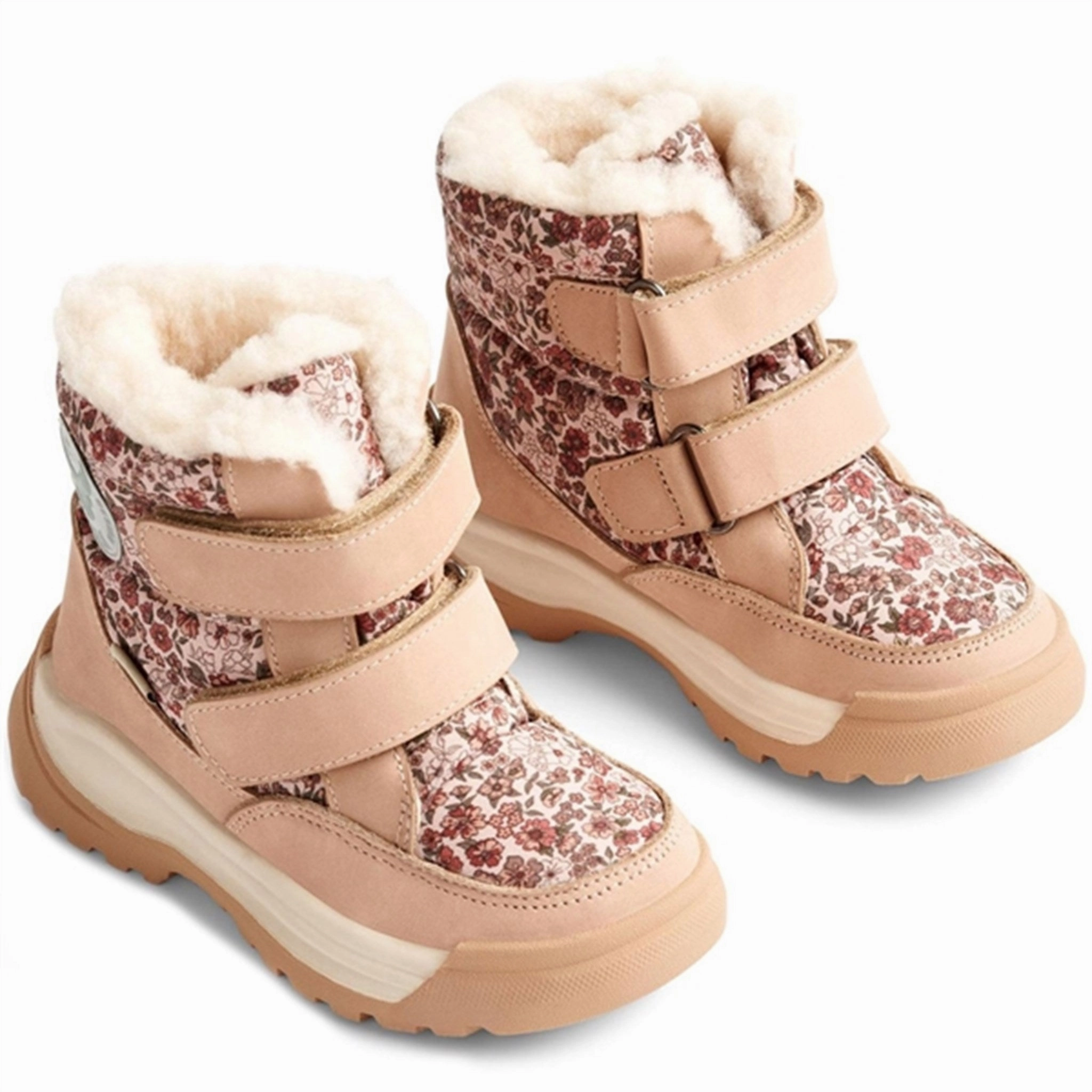 Padded Interior Cold Climate Wheat Winter Boots Millas Double Velcro Tex Print Rose Dawn