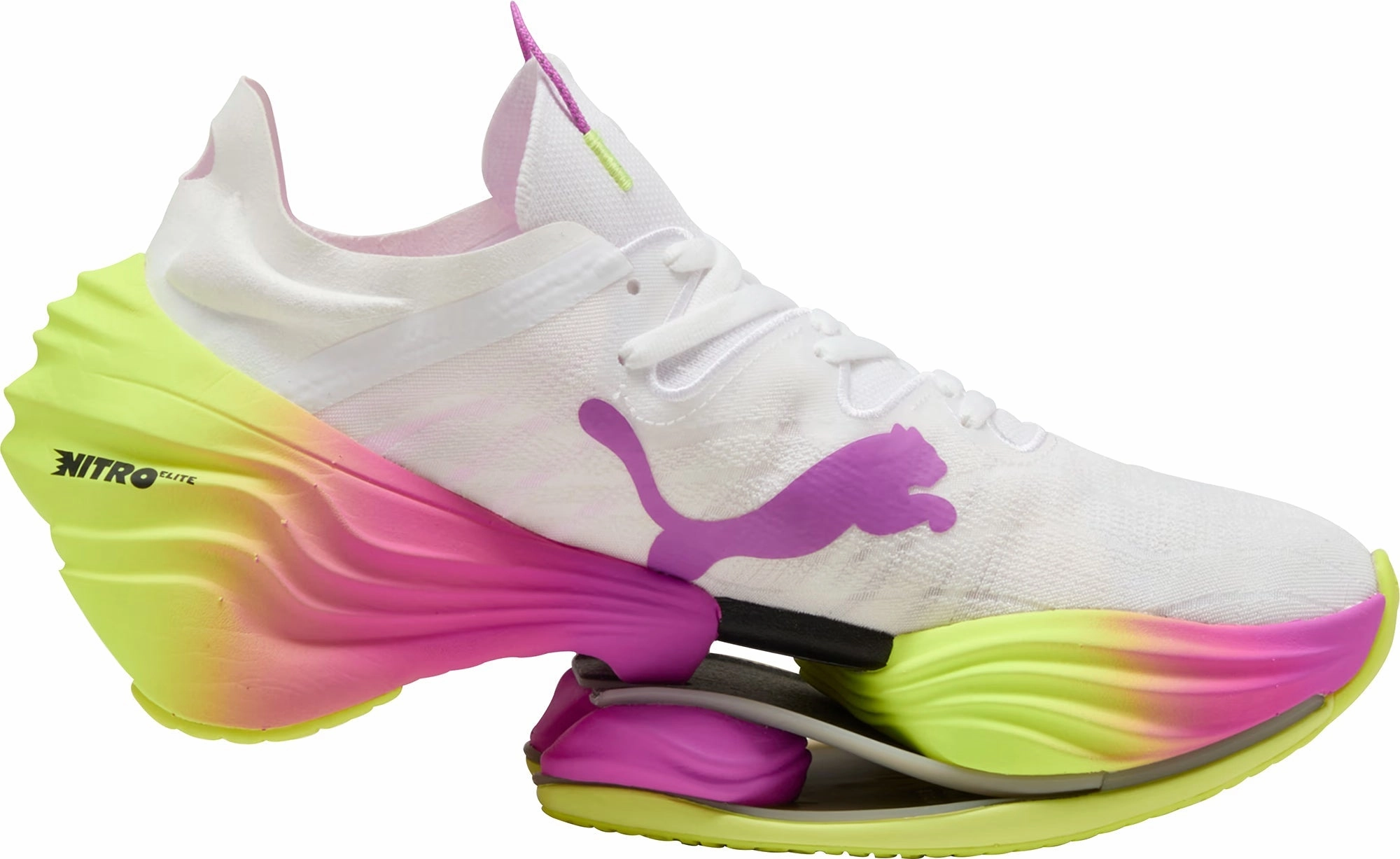 Puma Fast-RB Nitro Elite Mens Running Shoes - White running on a gravel track shoes