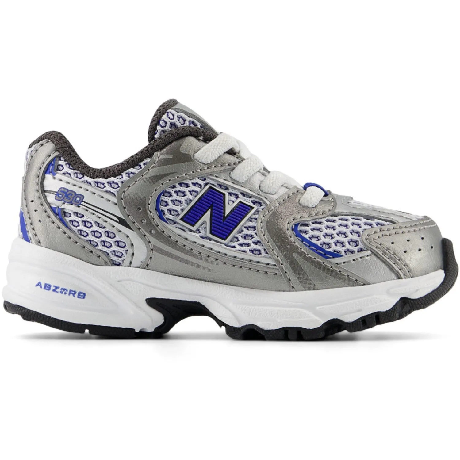 New Balance Dark Silver Metallic New Balance 530 Kids Bungee Lace Recovery Walk