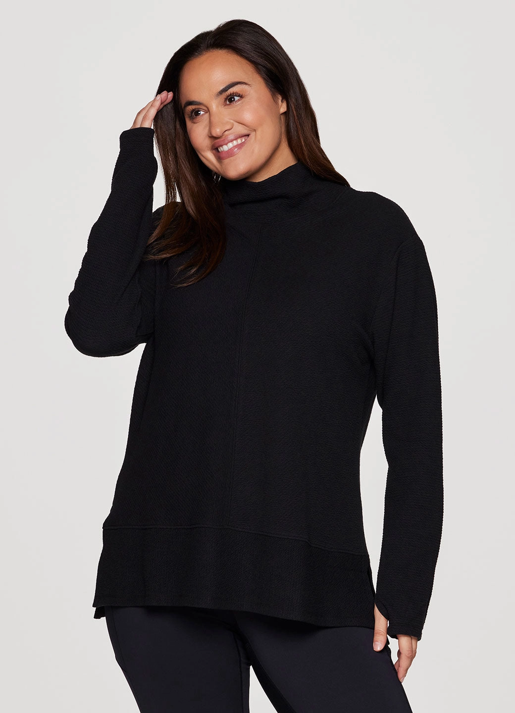 Plus Studio Jacquard Mock Neck Pullover Adult